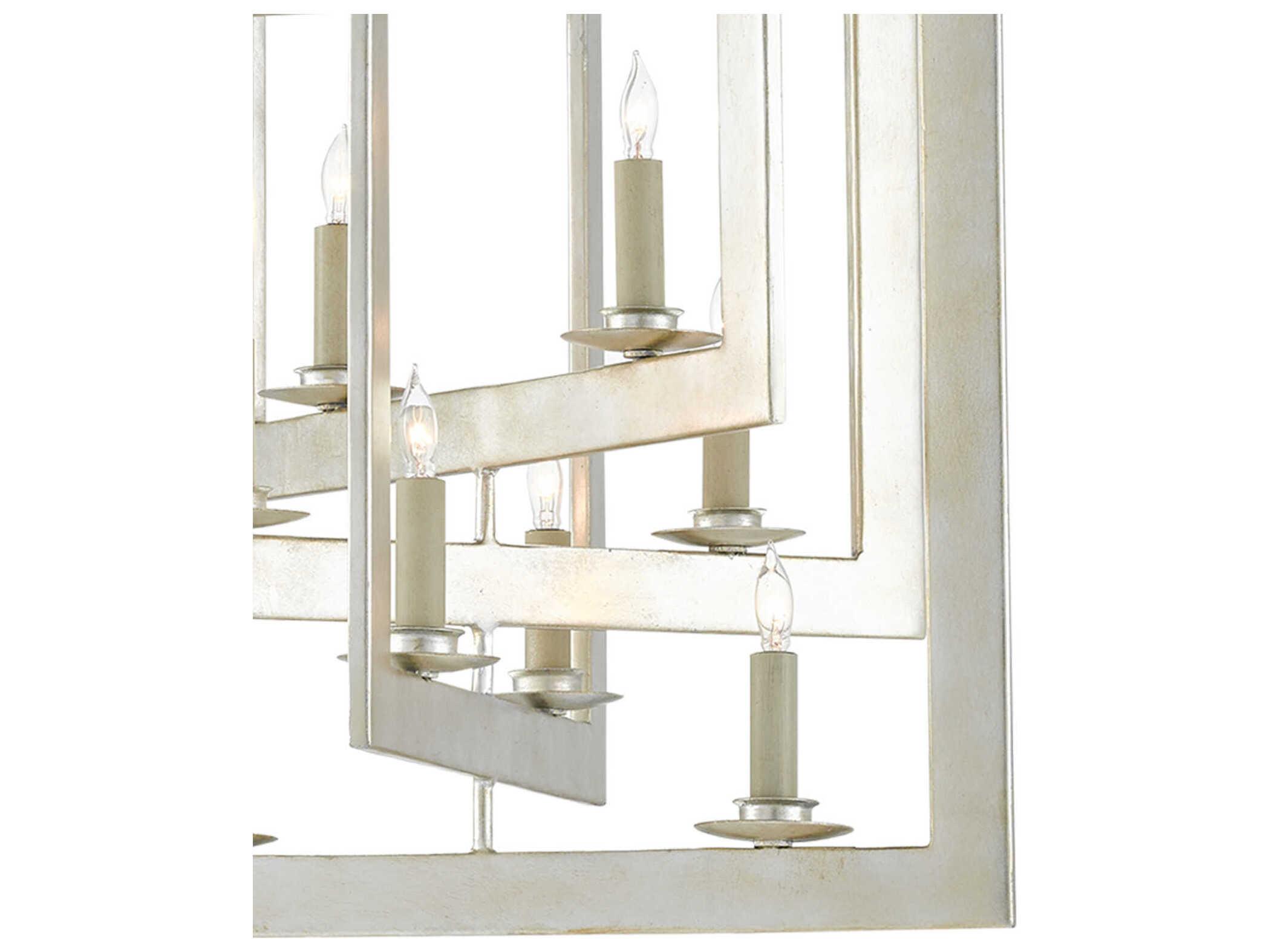 Currey & Company Middleton 8-Light Contemporary Silver Leaf Candelabra Chandelier