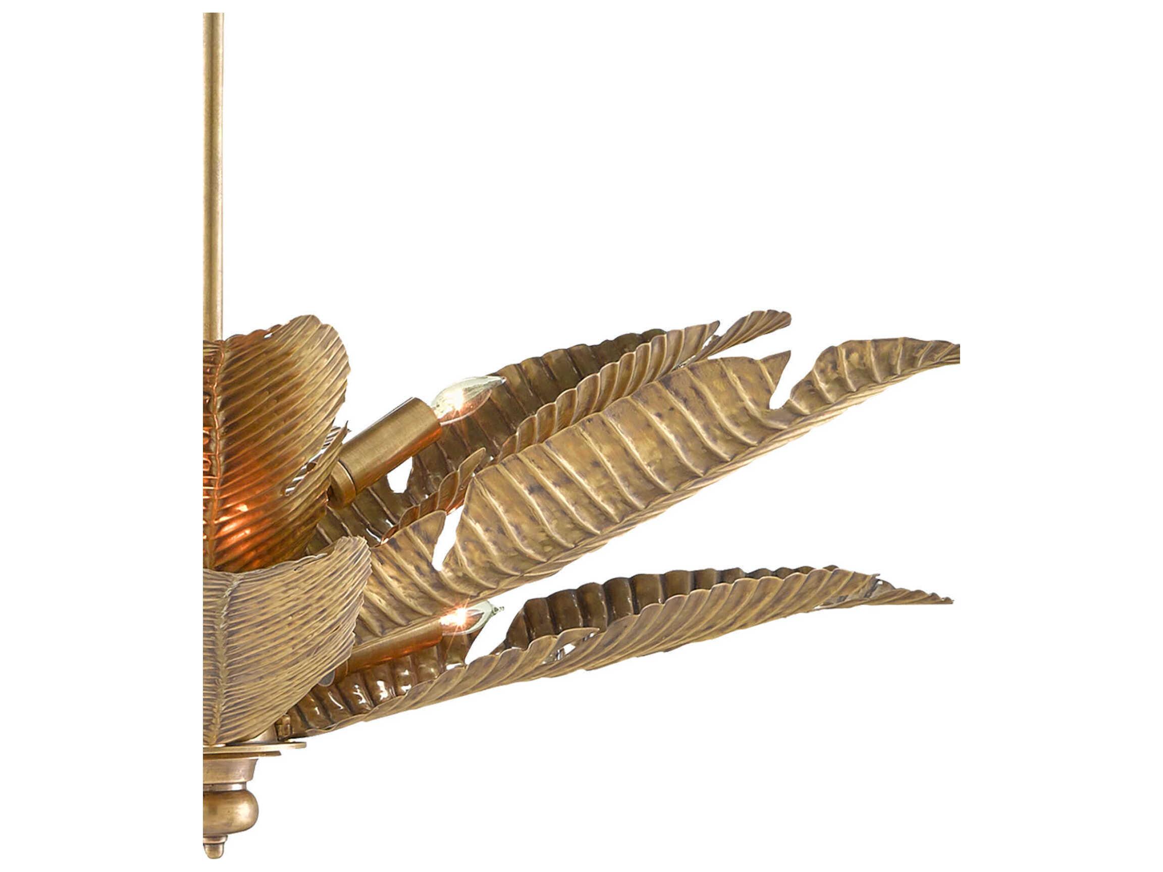 Currey & Company Tropical 6-Light Vintage Brass Geometric Pendant