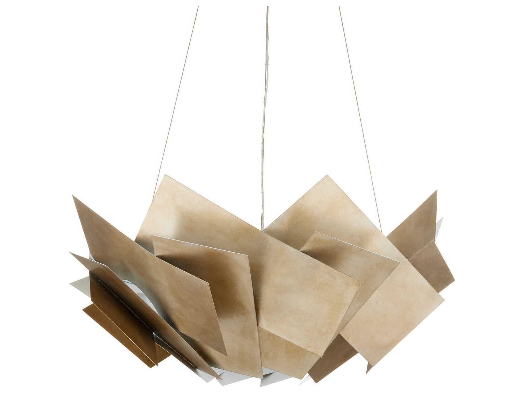 Currey & Company Artiste 3-Light Silver Leaf Pendant