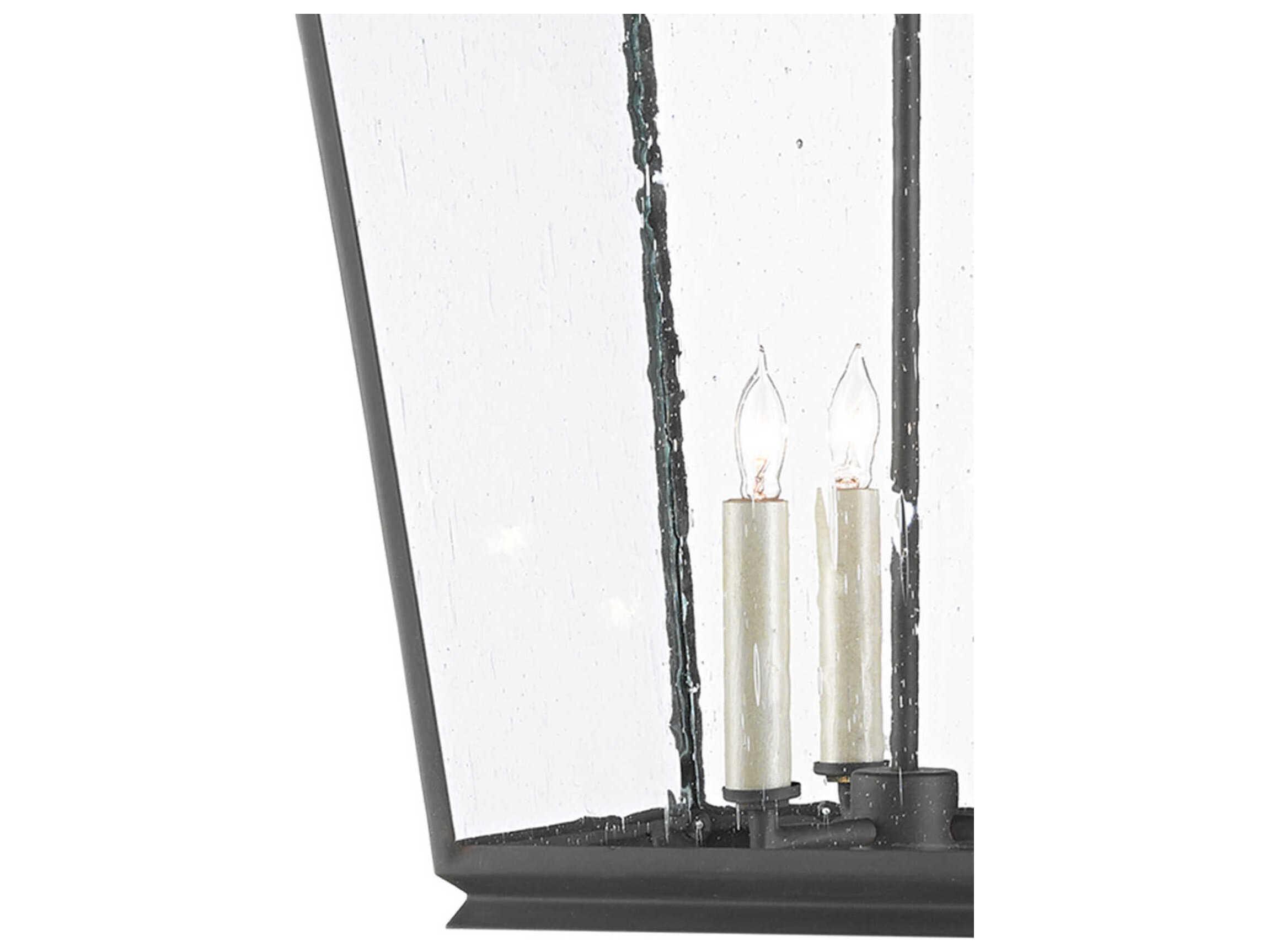 Currey & Company Ellerman 3-Light Old Iron Gray Glass Candelabra Chandelier