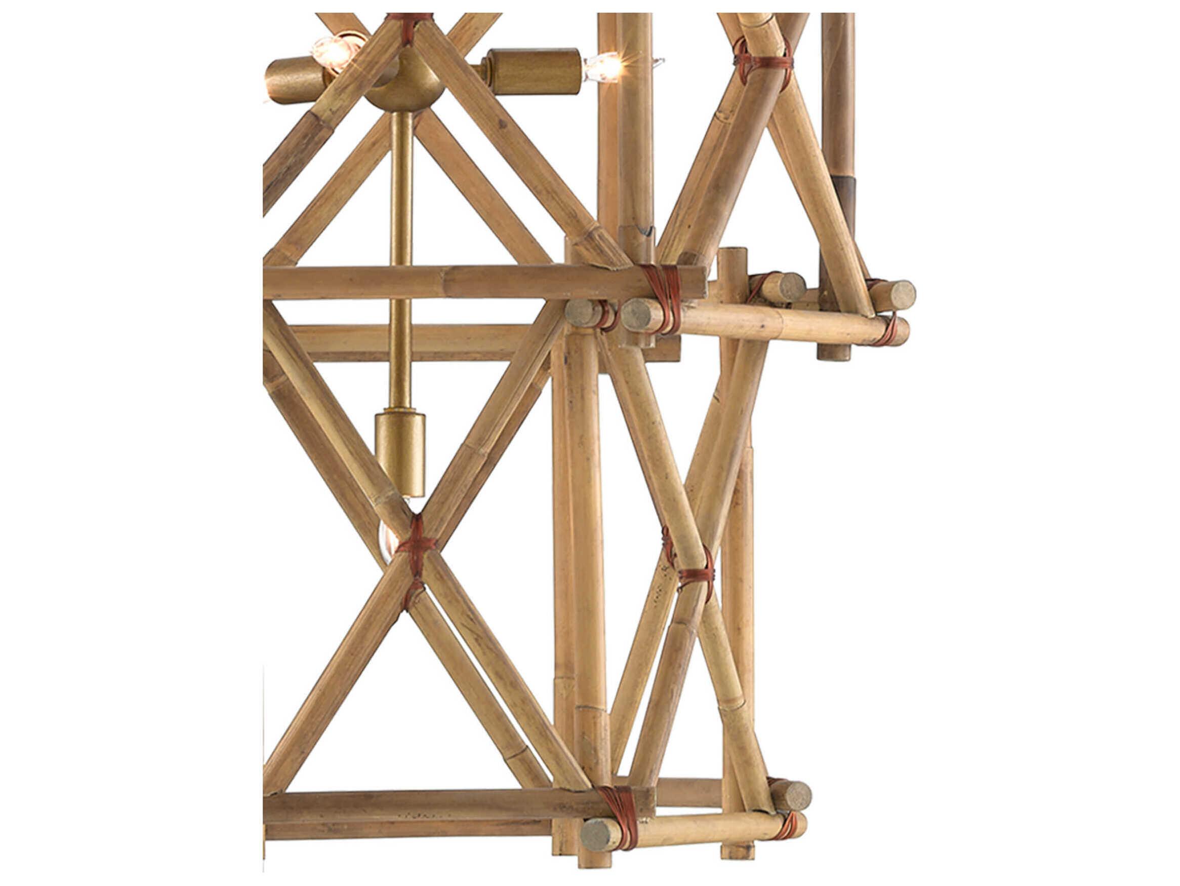 Currey & Company Kingali 10-Light Natural New Brass Brown Candelabra Lantern Chandelier