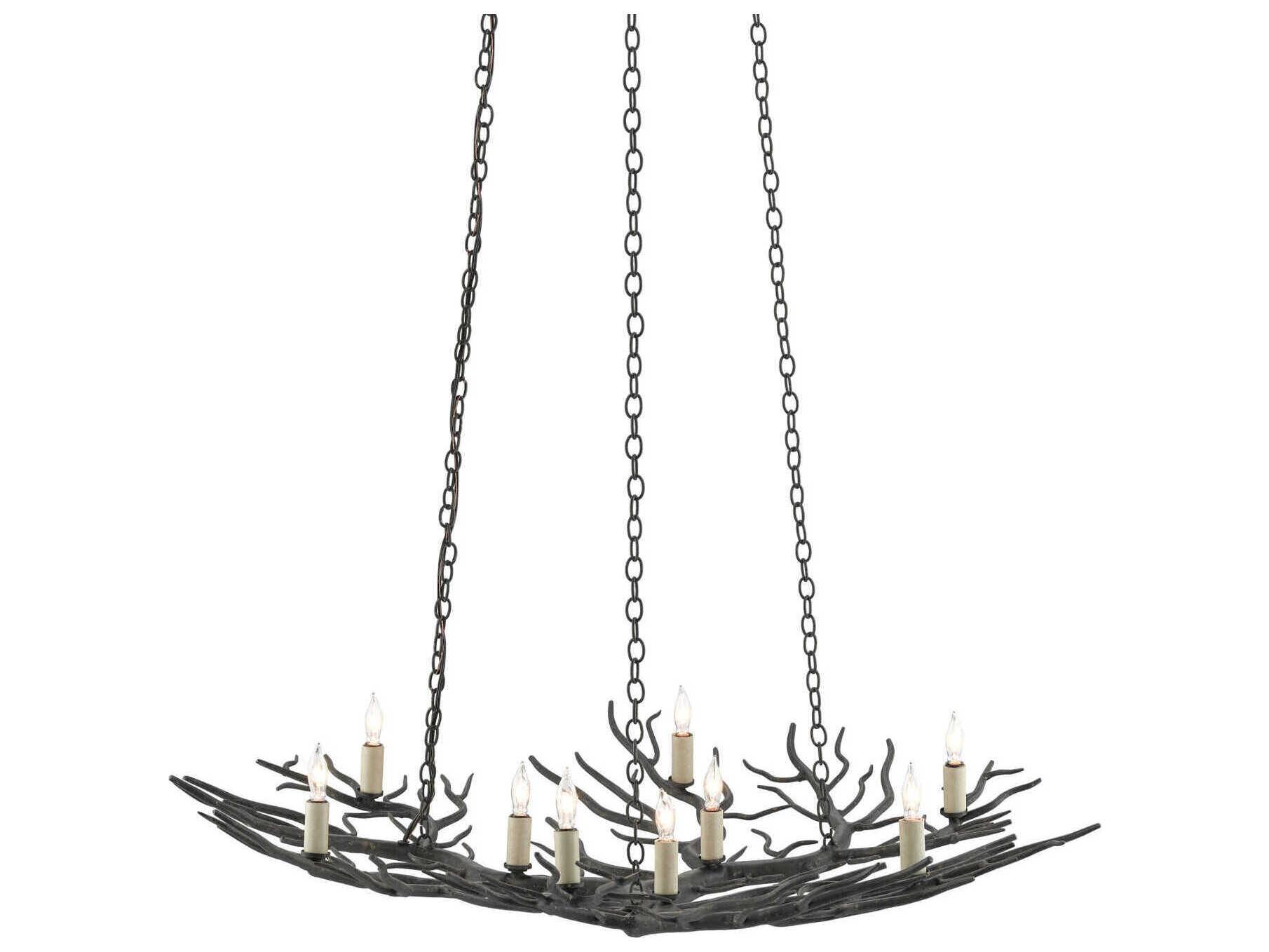Currey & Company Rainforest 9-Light Rustic Bronze Candelabra Chandelier