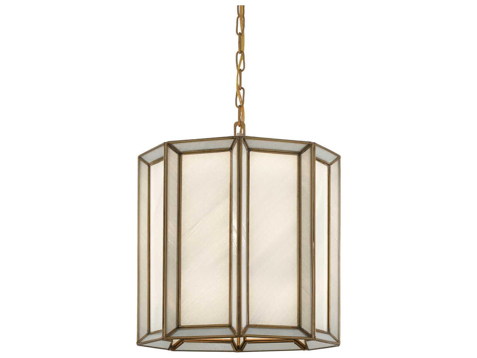 Currey & Company Daze 1-Light Antique Brass White Glass Cylinder Mini Pendant