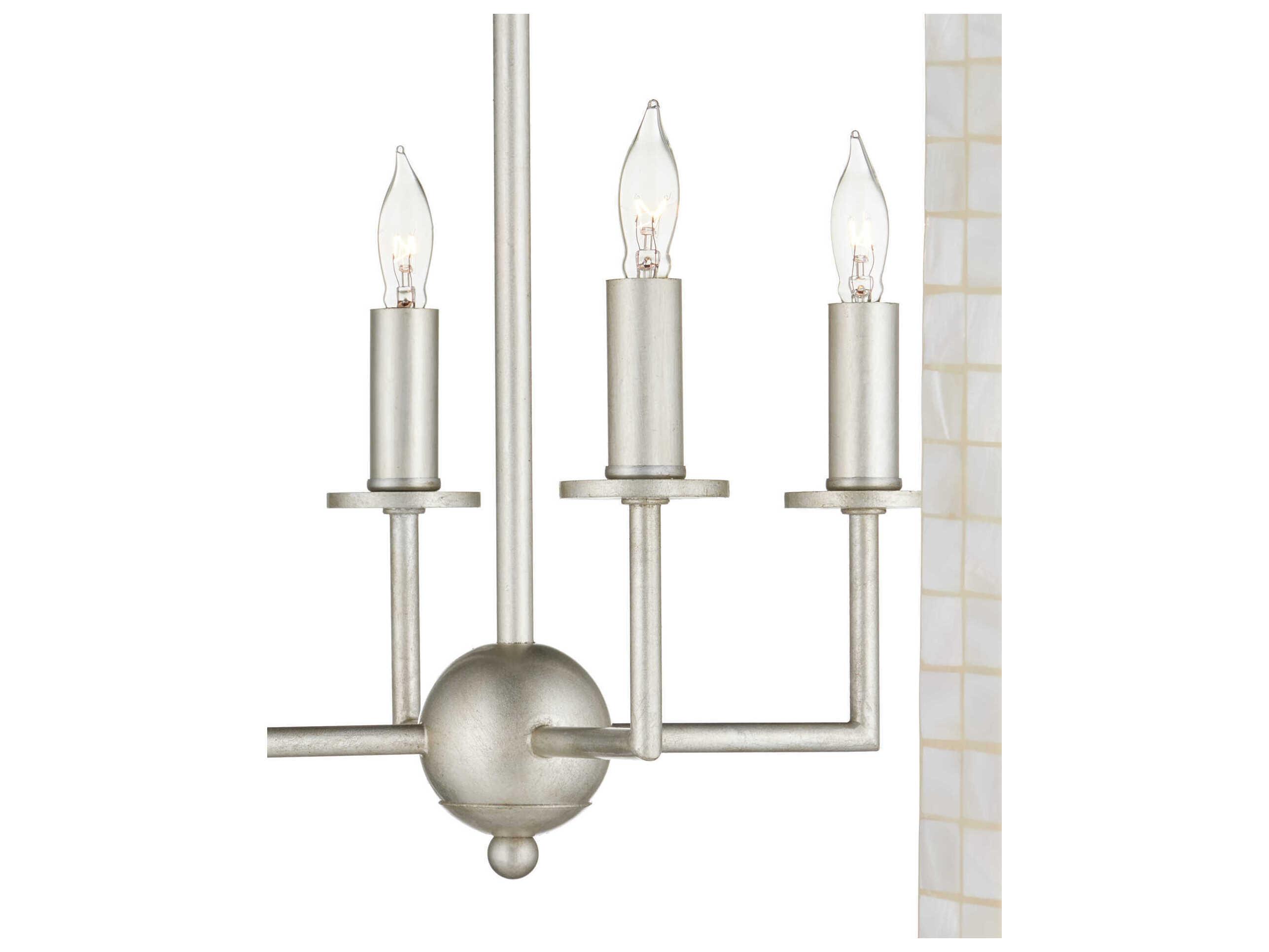 Currey & Company Arietta 4-Light Silver Candelabra Geometric Chandelier