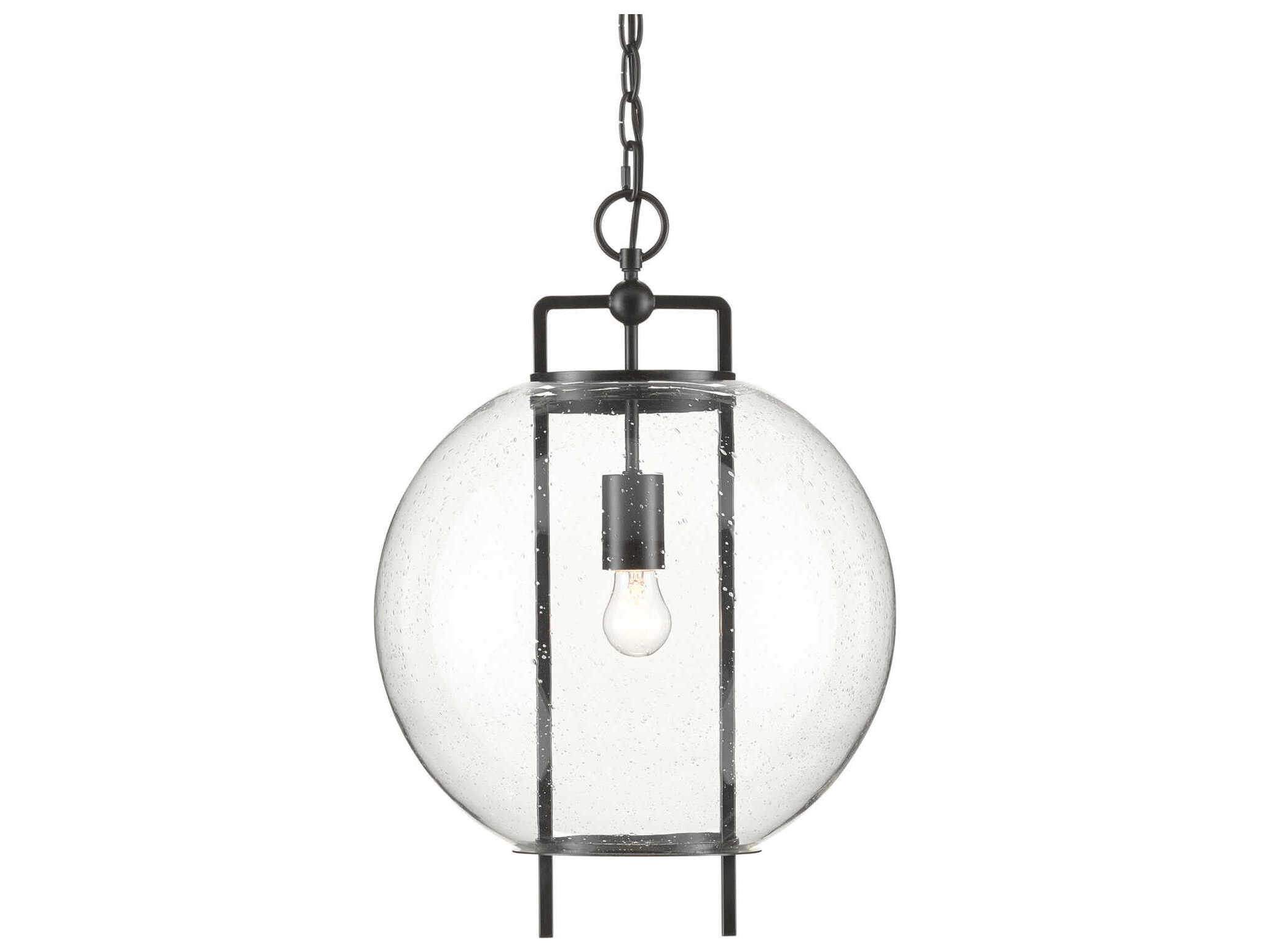 Currey & Company Breakspear 1-Light Antique Black Glass Globe Pendant