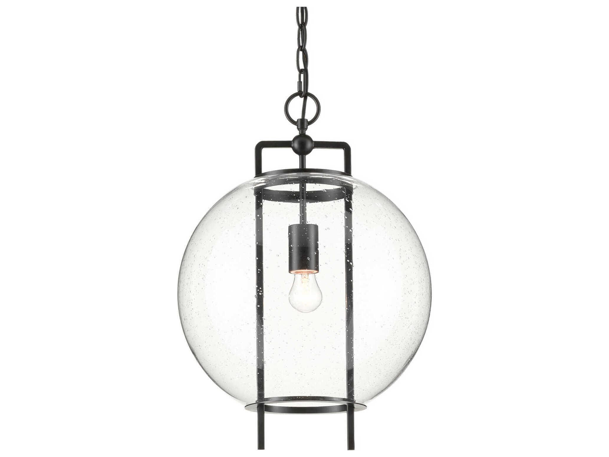 Currey & Company Breakspear 1-Light Antique Black Glass Globe Pendant