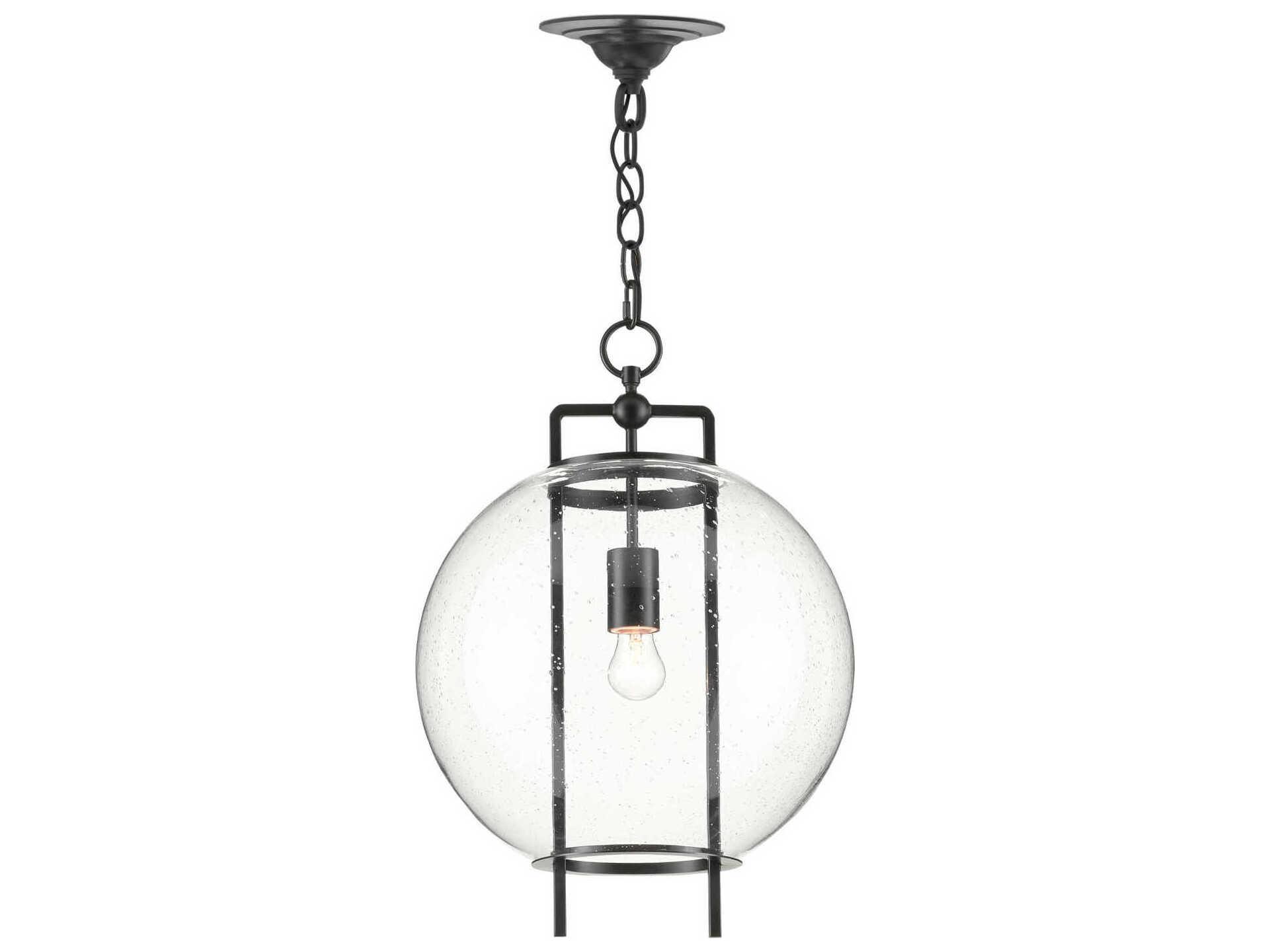 Currey & Company Breakspear 1-Light Antique Black Glass Globe Pendant
