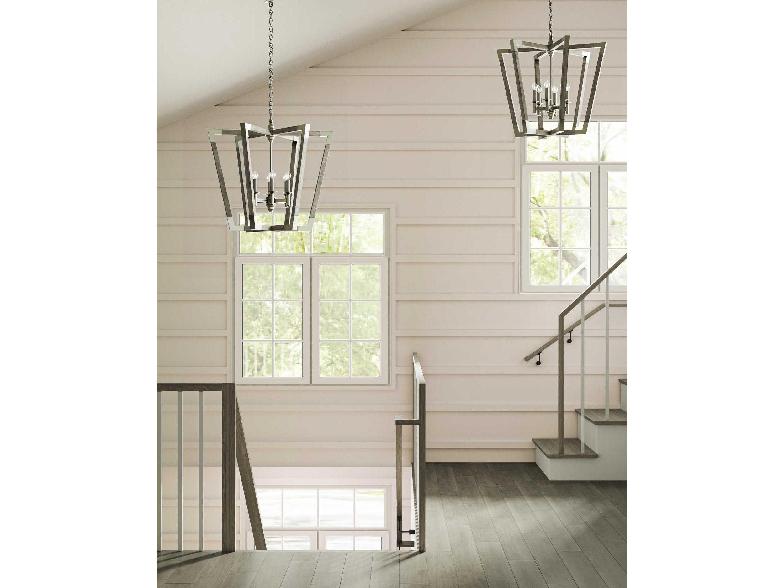 Currey & Company Bastian 6-Light Chateau Gray Contemporary Silver Leaf Candelabra Chandelier