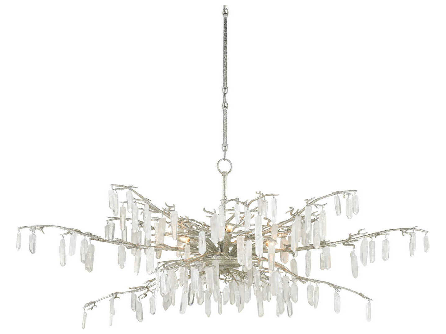 Currey & Company Forest 8-Light Textured Silver Crystal Chandelier