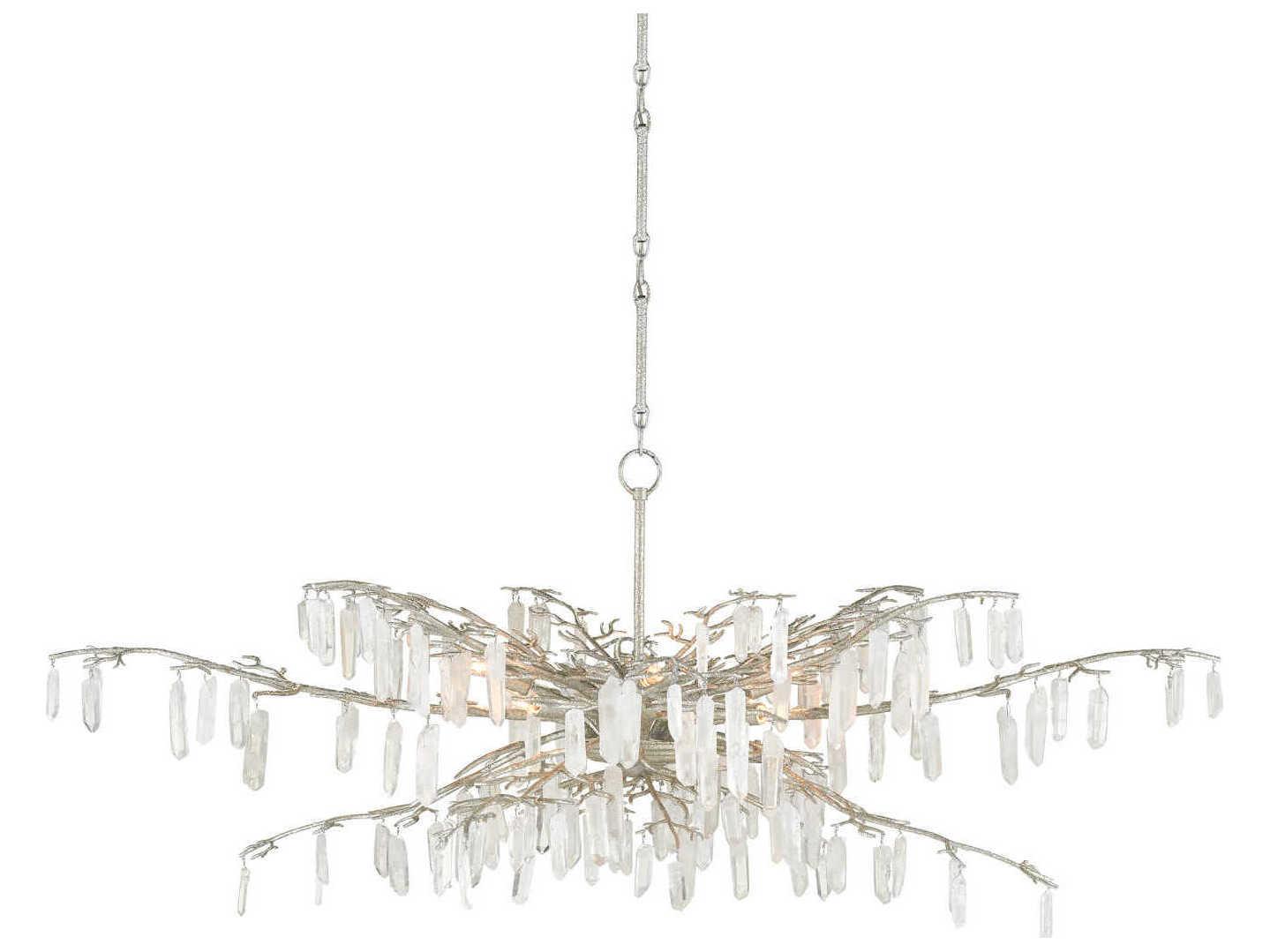 Currey & Company Forest 8-Light Textured Silver Crystal Chandelier