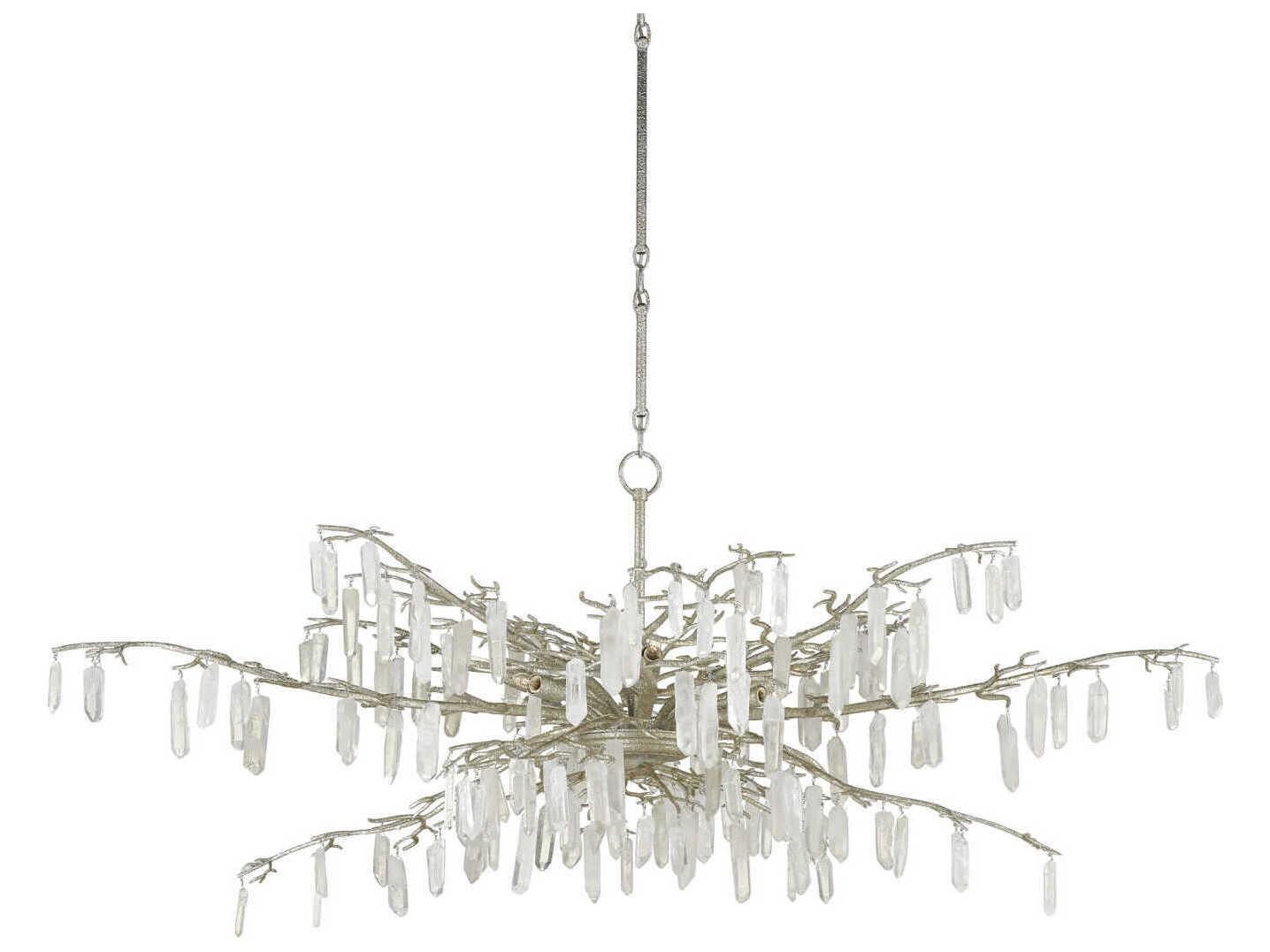 Currey & Company Forest 8-Light Textured Silver Crystal Chandelier