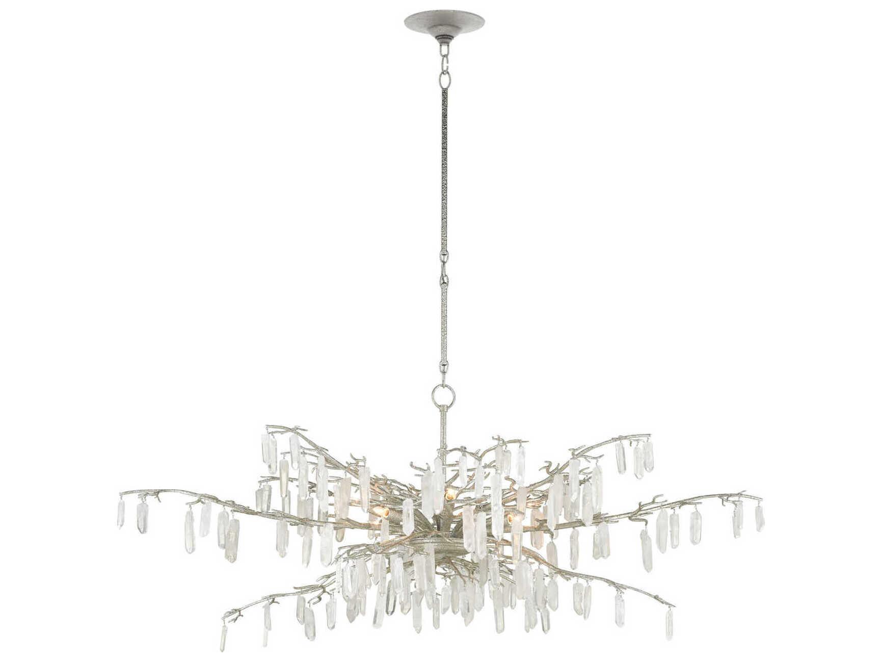 Currey & Company Forest 8-Light Textured Silver Crystal Chandelier