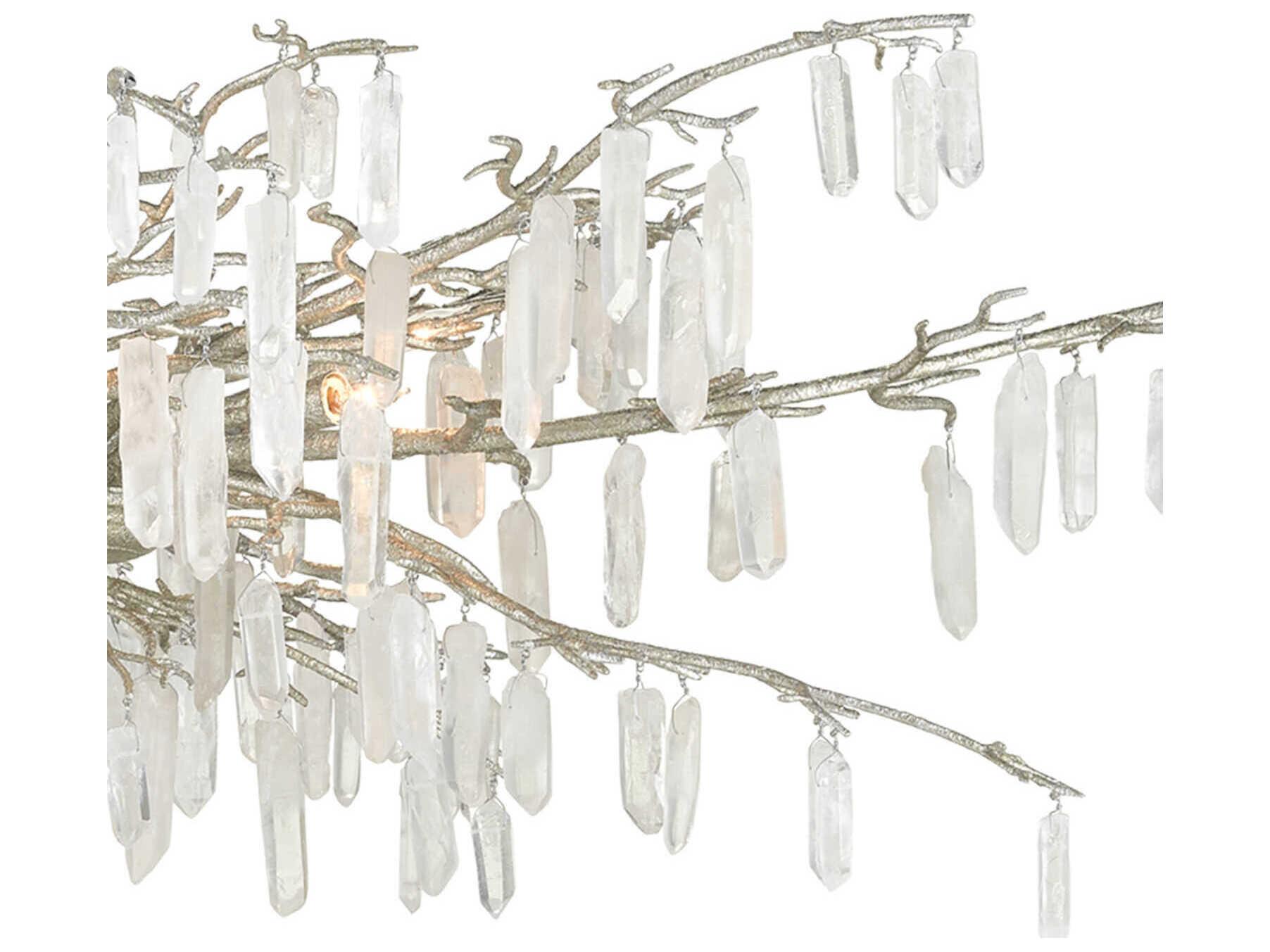 Currey & Company Forest 8-Light Textured Silver Crystal Chandelier