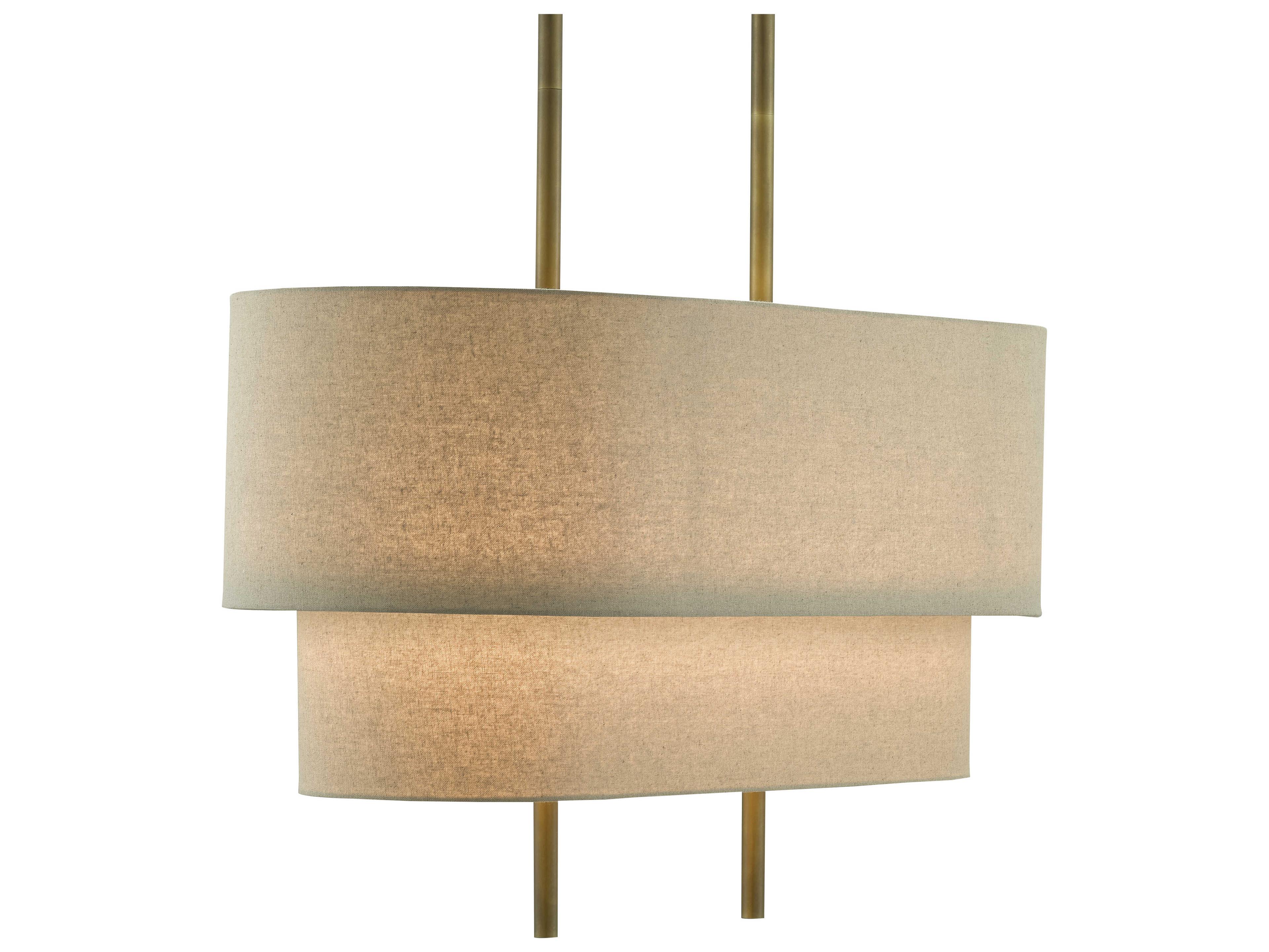 Currey & Company Combermere 4-Light Antique Brass Round Tiered Island Pendant