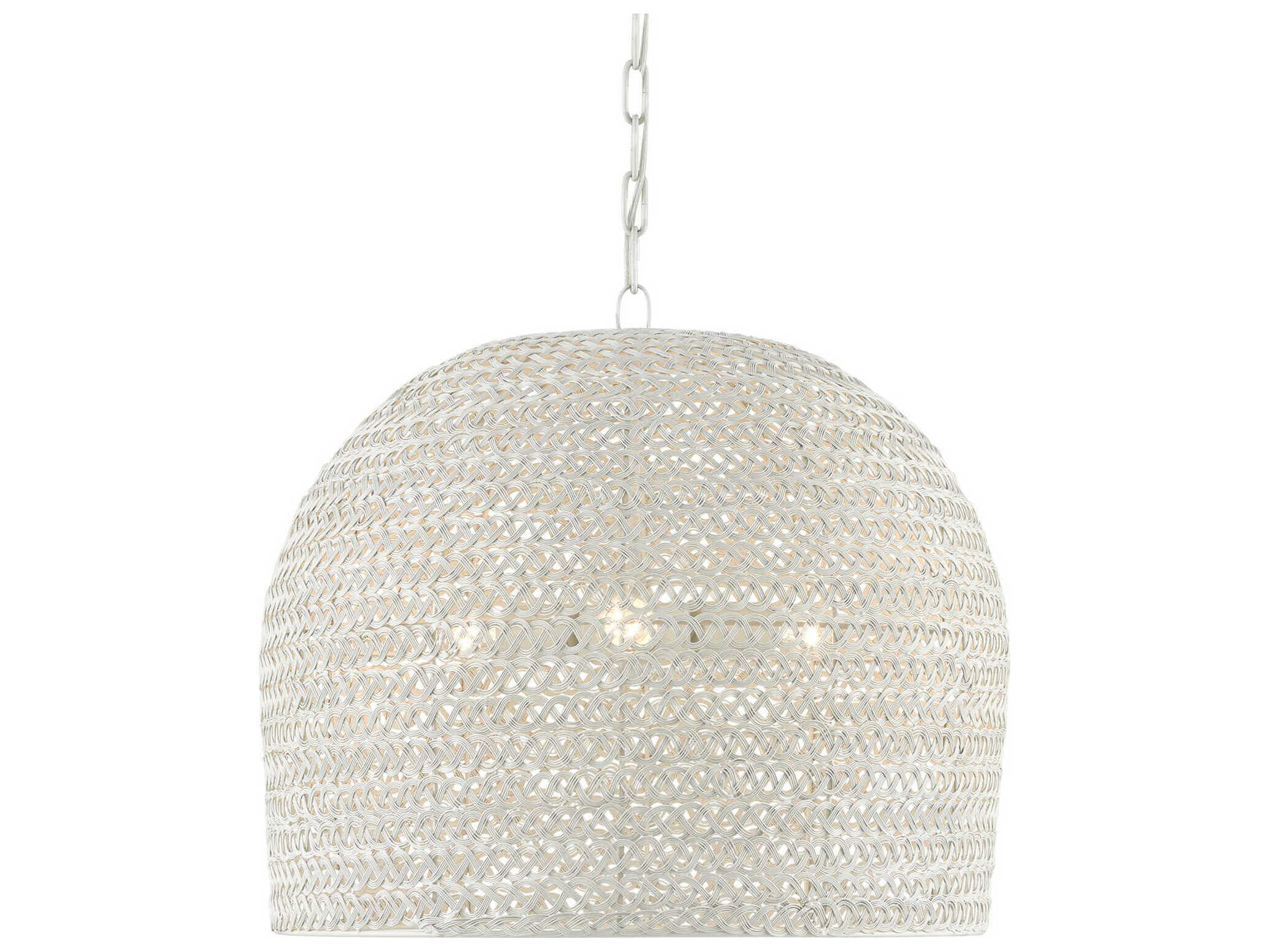 Currey & Company Piero 3-Light White Dome Pendant