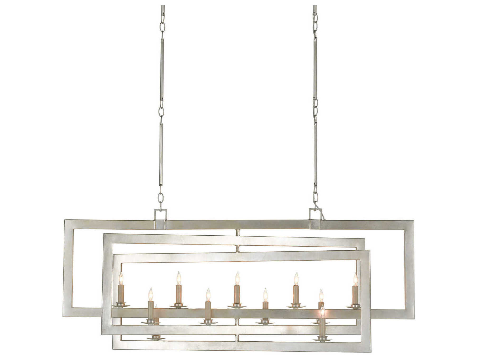 Currey & Company Middleton 11-Light Contemporary Silver Leaf Island Pendant