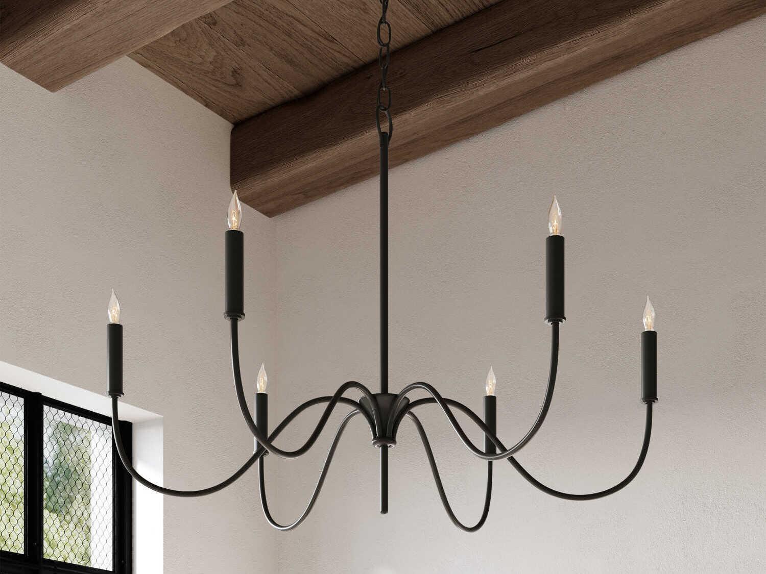 Currey & Company Tirrell 6-Light Antique Black Candelabra Chandelier