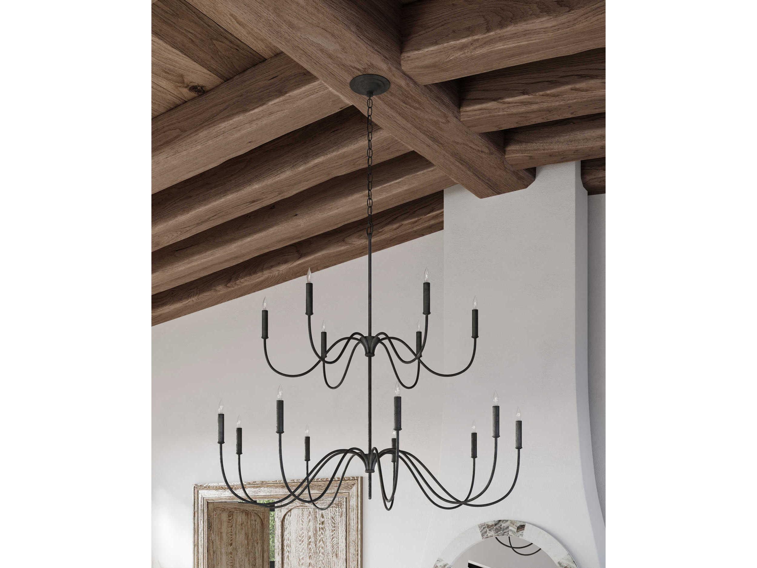 Currey & Company Tirrell 15-Light Antique Black Candelabra Chandelier