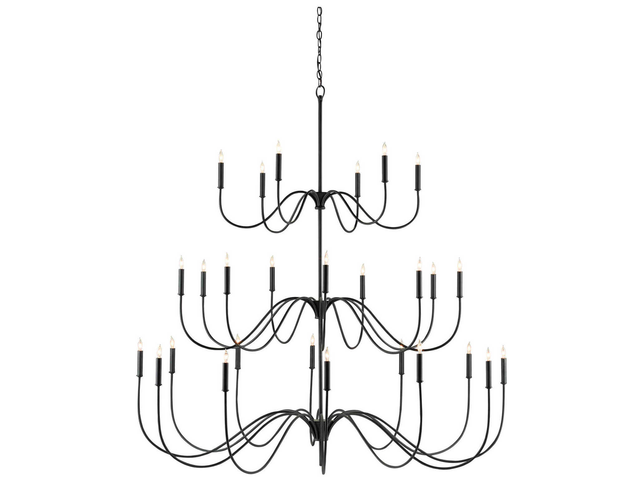 Currey & Company Tirrell 27-Light Antique Black Candelabra Chandelier