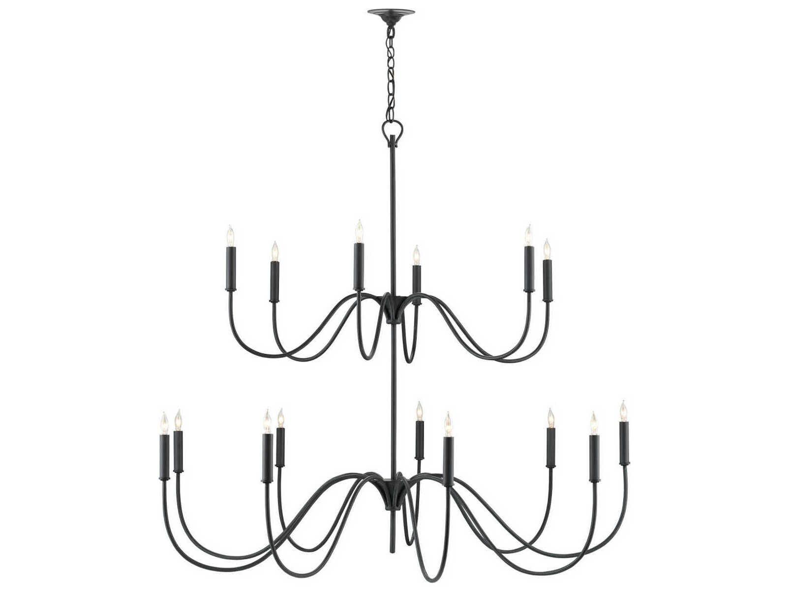 Currey & Company Tirrell 27-Light Antique Black Candelabra Chandelier
