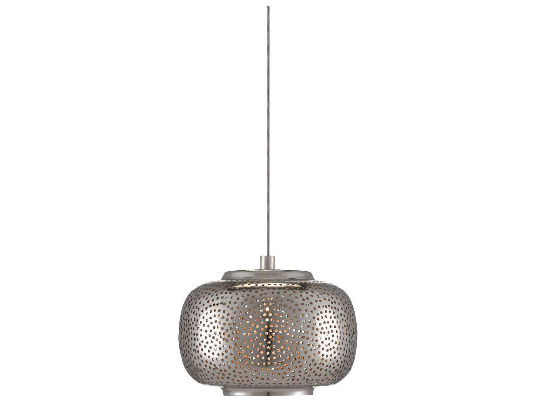 Currey & Company Pepper 1-Light Painted Silver Nickel Globe Mini Pendant
