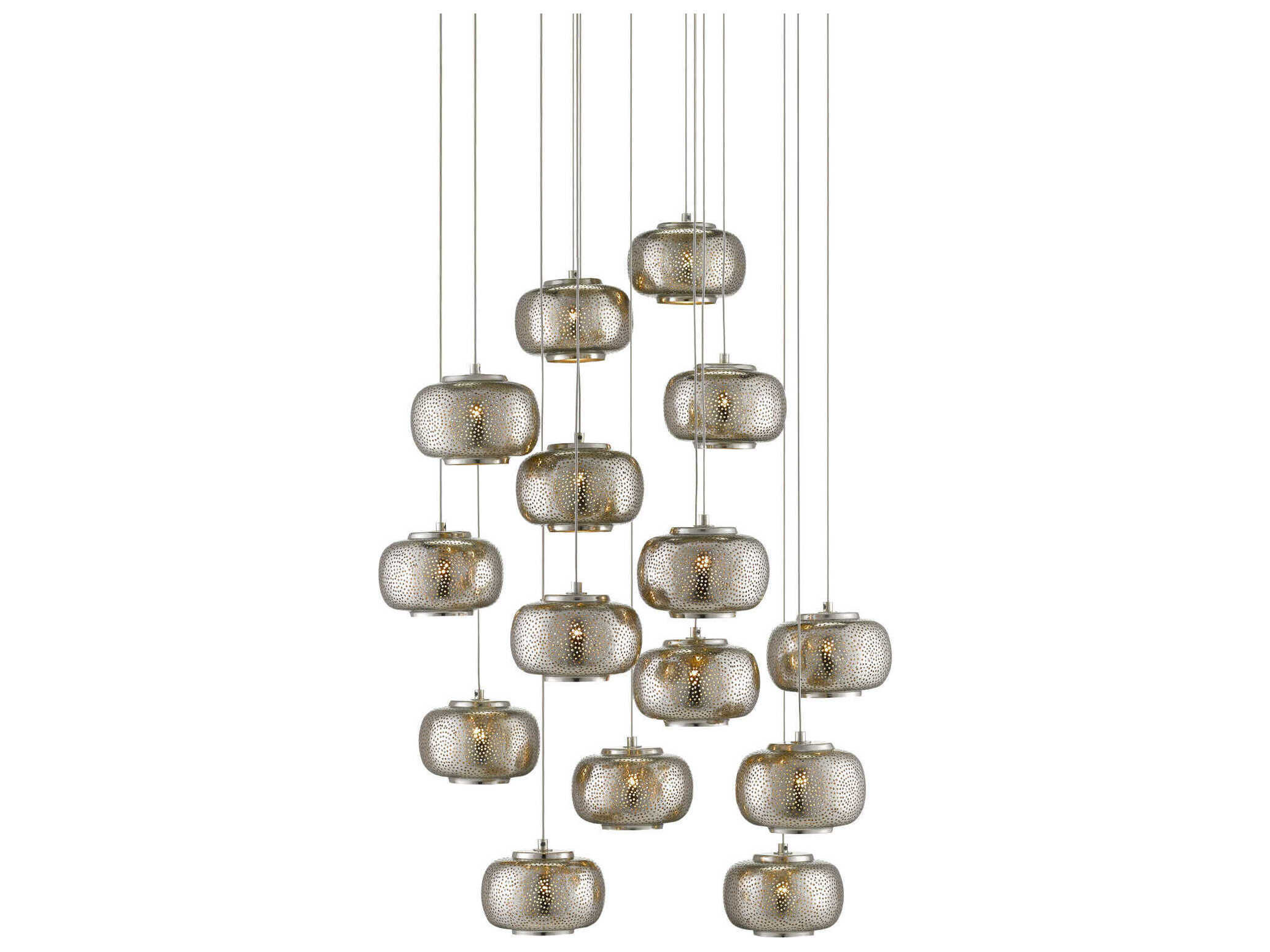 Currey & Company Pepper 15-Light Painted Silver Nickel Globe Pendant