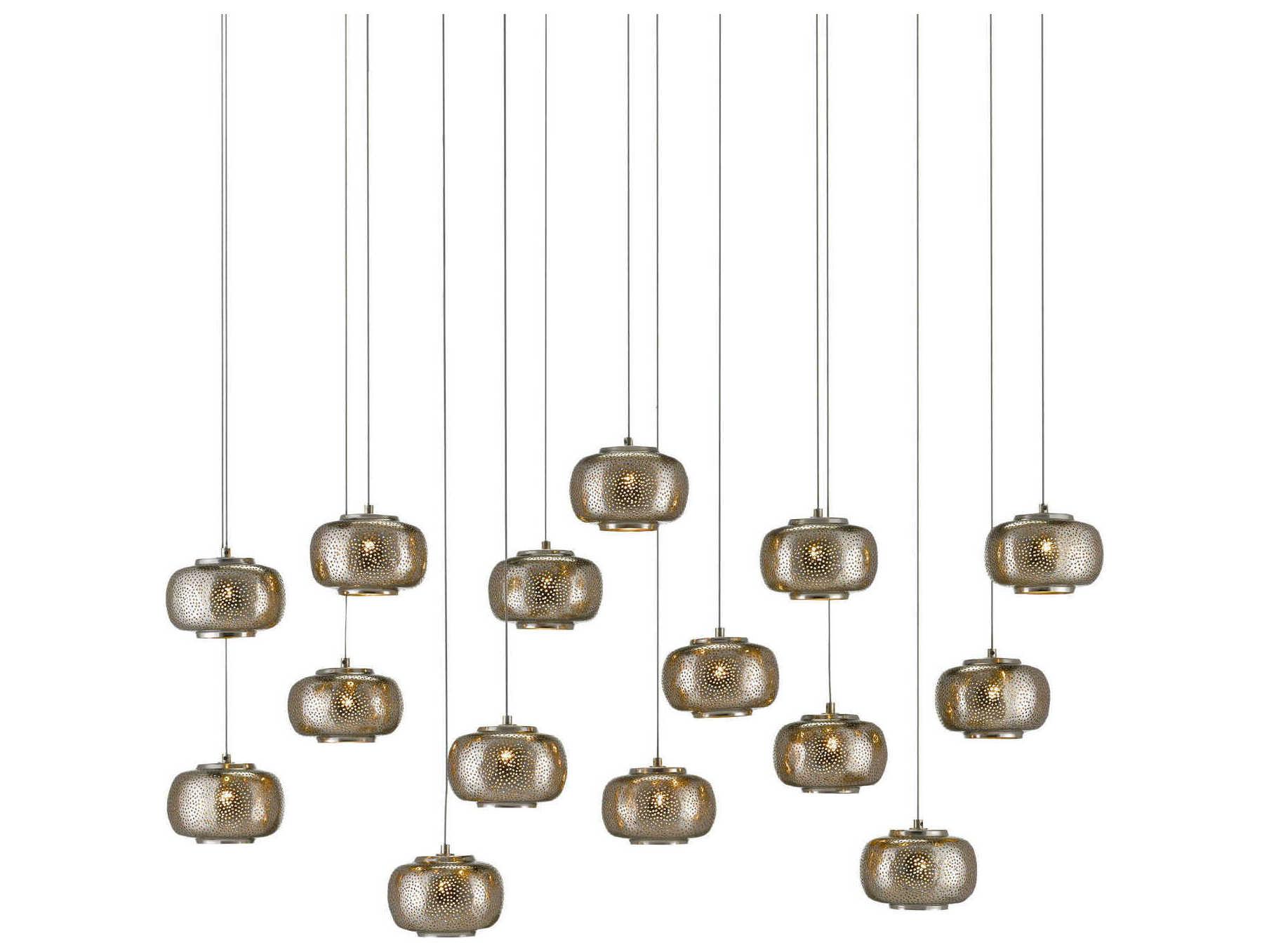 Currey & Company Pepper 15-Light Painted Silver Nickel Globe Island Pendant