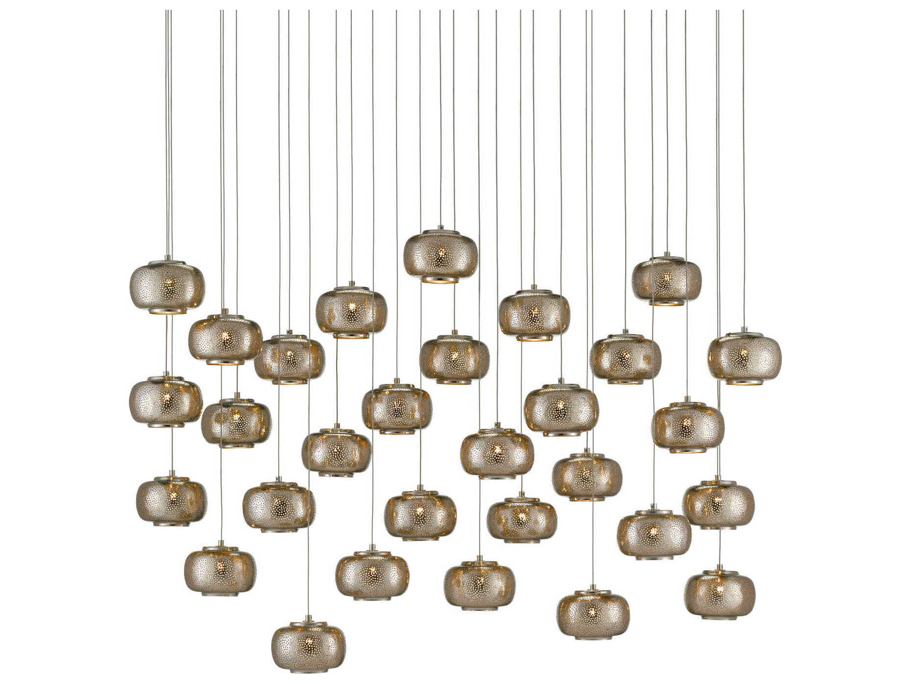 Currey & Company Pepper 30-Light Painted Silver Nickel Globe Island Pendant