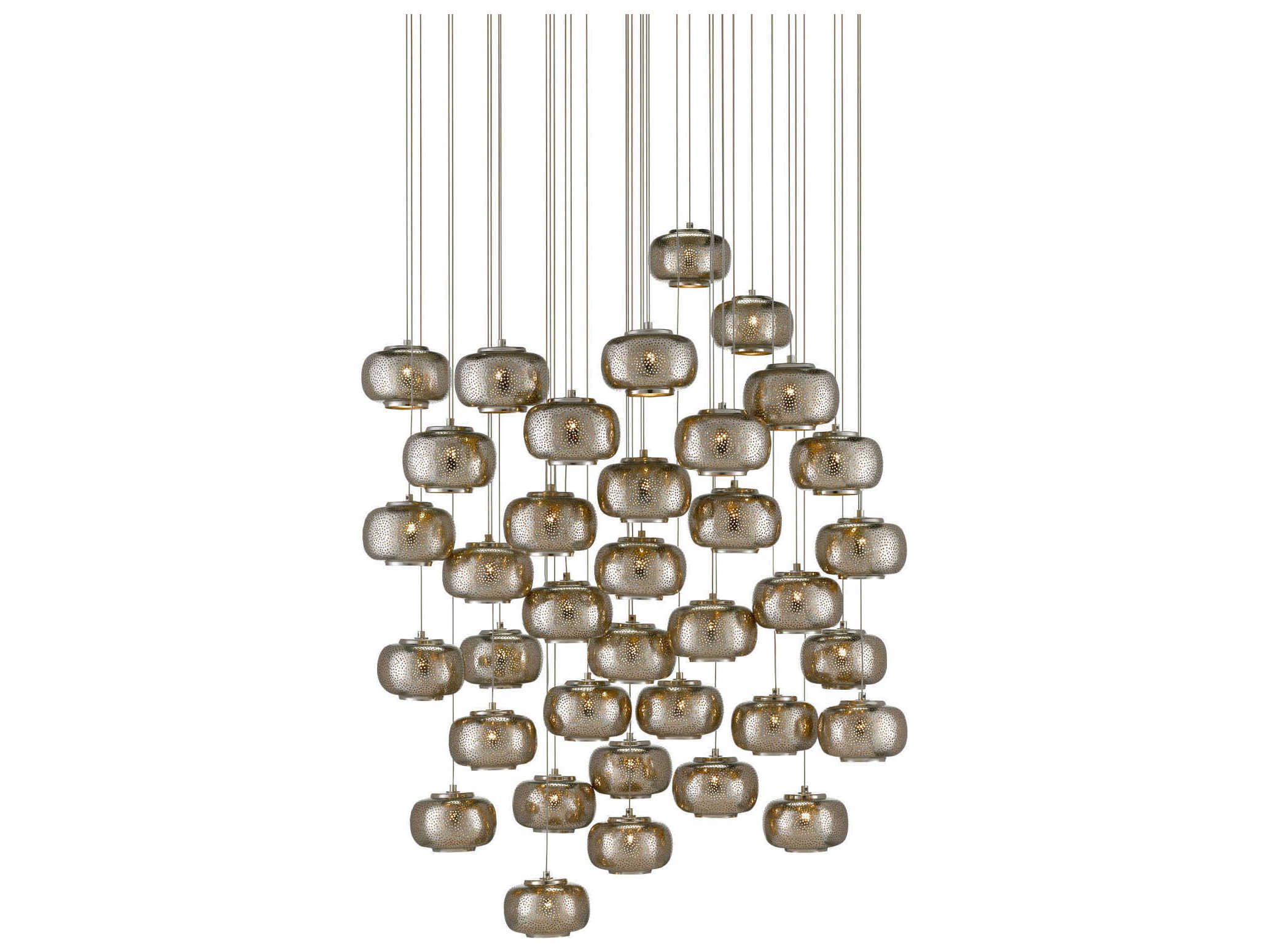 Currey & Company Pepper 36-Light Painted Silver Nickel Globe Pendant