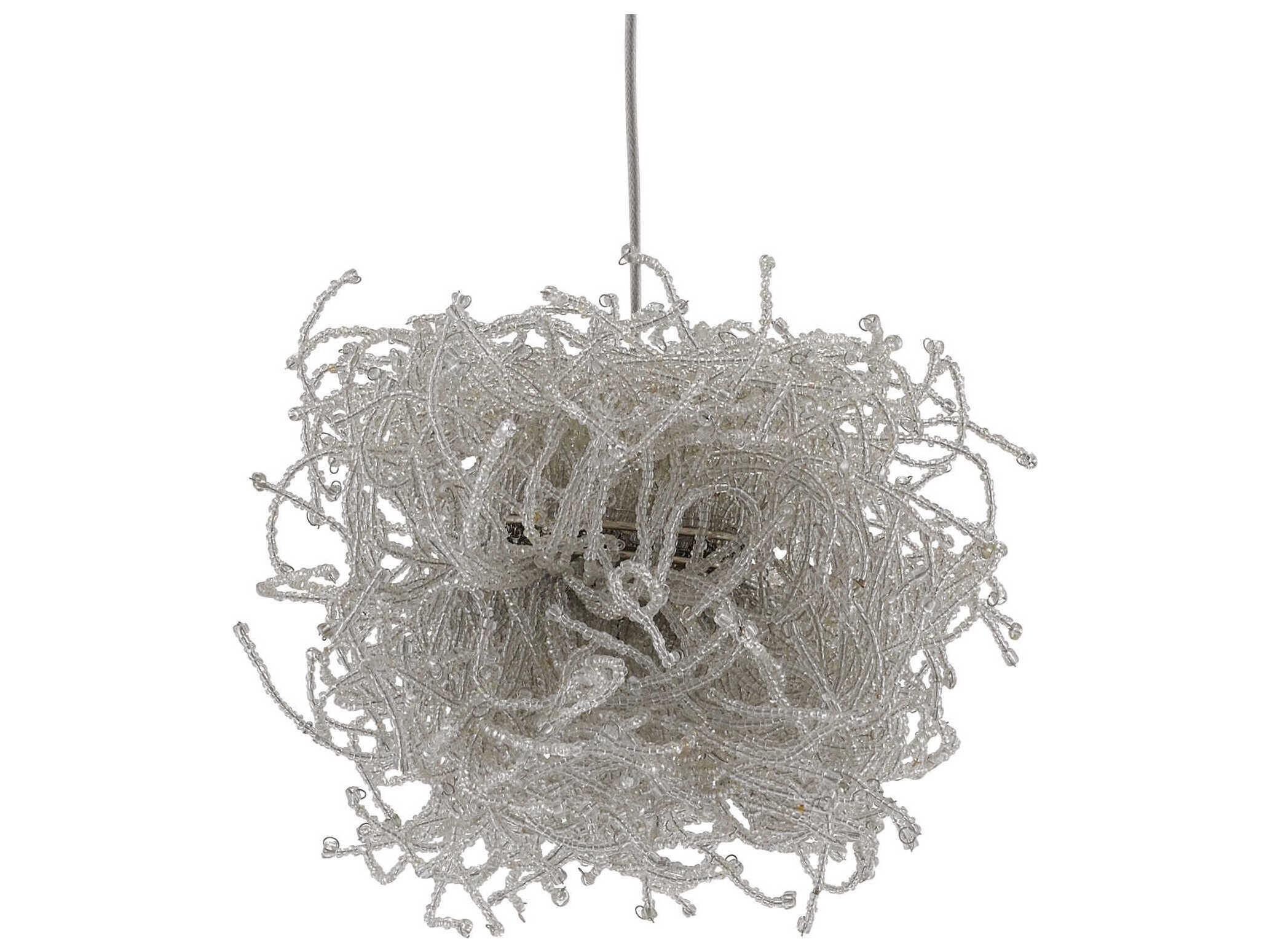Currey & Company Birds Nest 1-Light Painted Silver Glass Mini Pendant