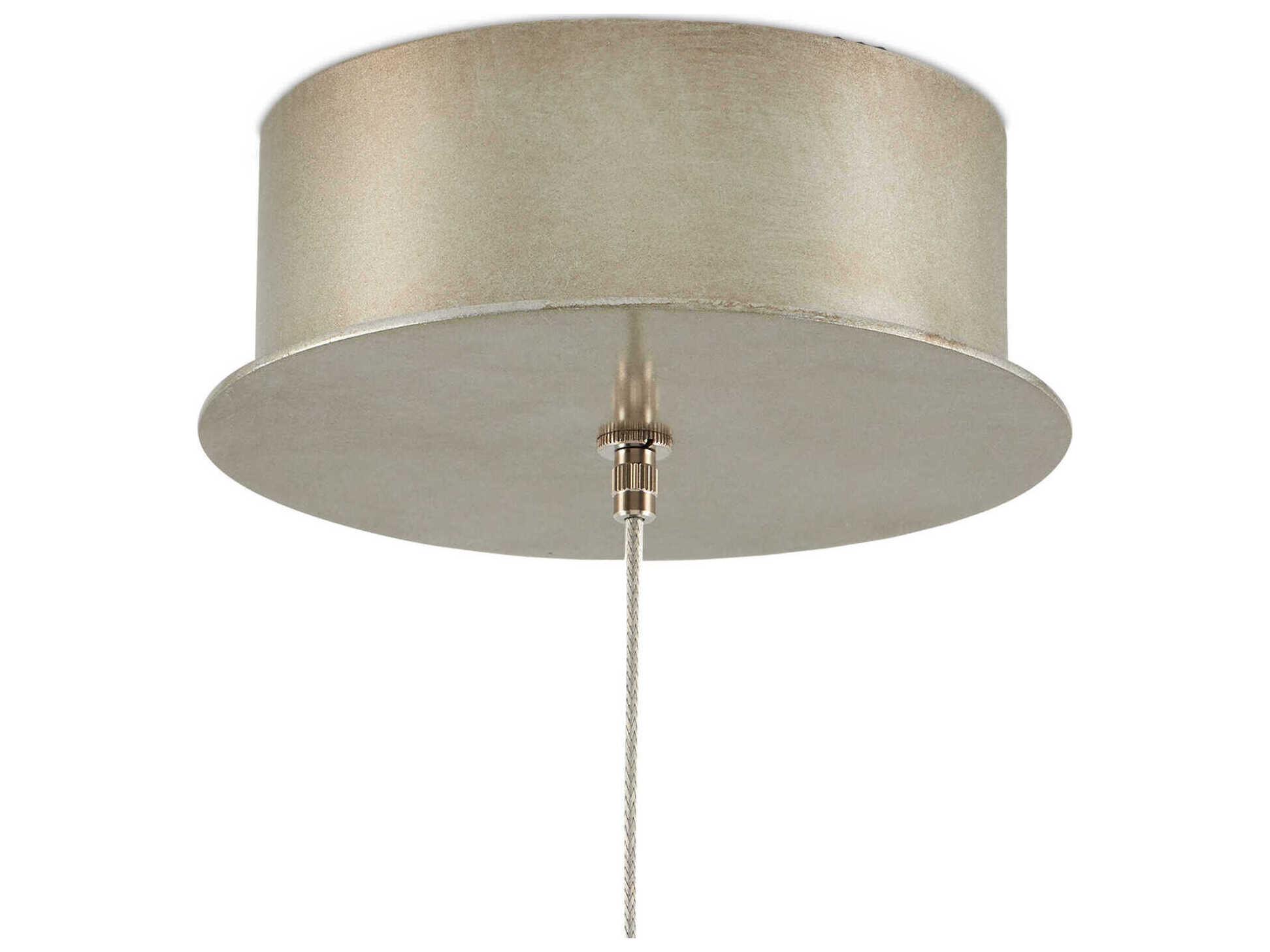 Currey & Company Glace 1-Light Painted Silver Antique Brass Glass Mini Pendant