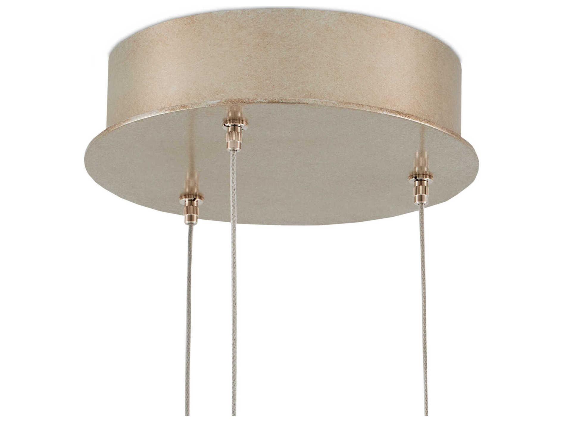 Currey & Company Dove 3-Light Painted Silver White Cylinder Mini Pendant