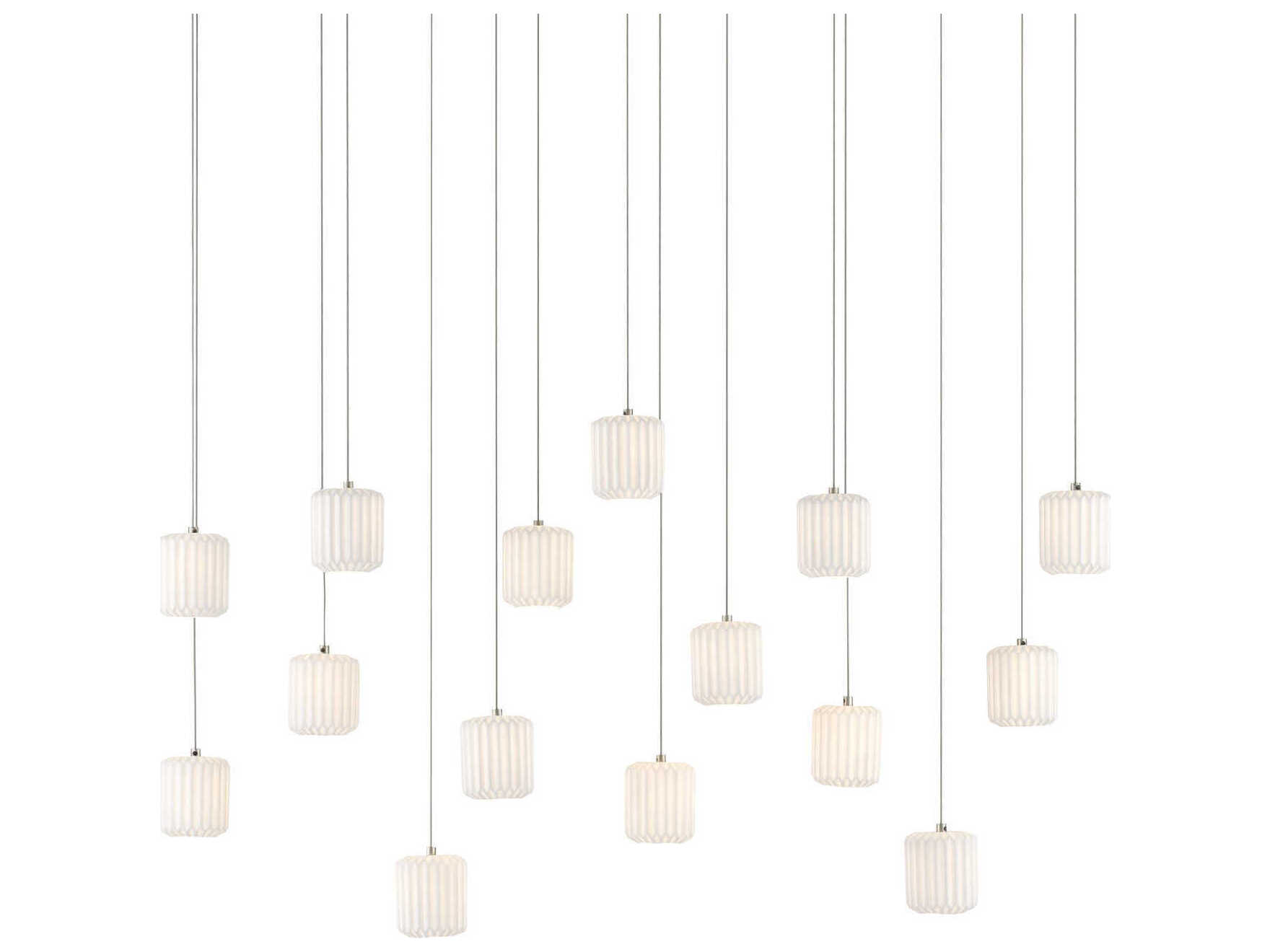 Currey & Company Dove 15-Light Painted Silver White Cylinder Island Pendant