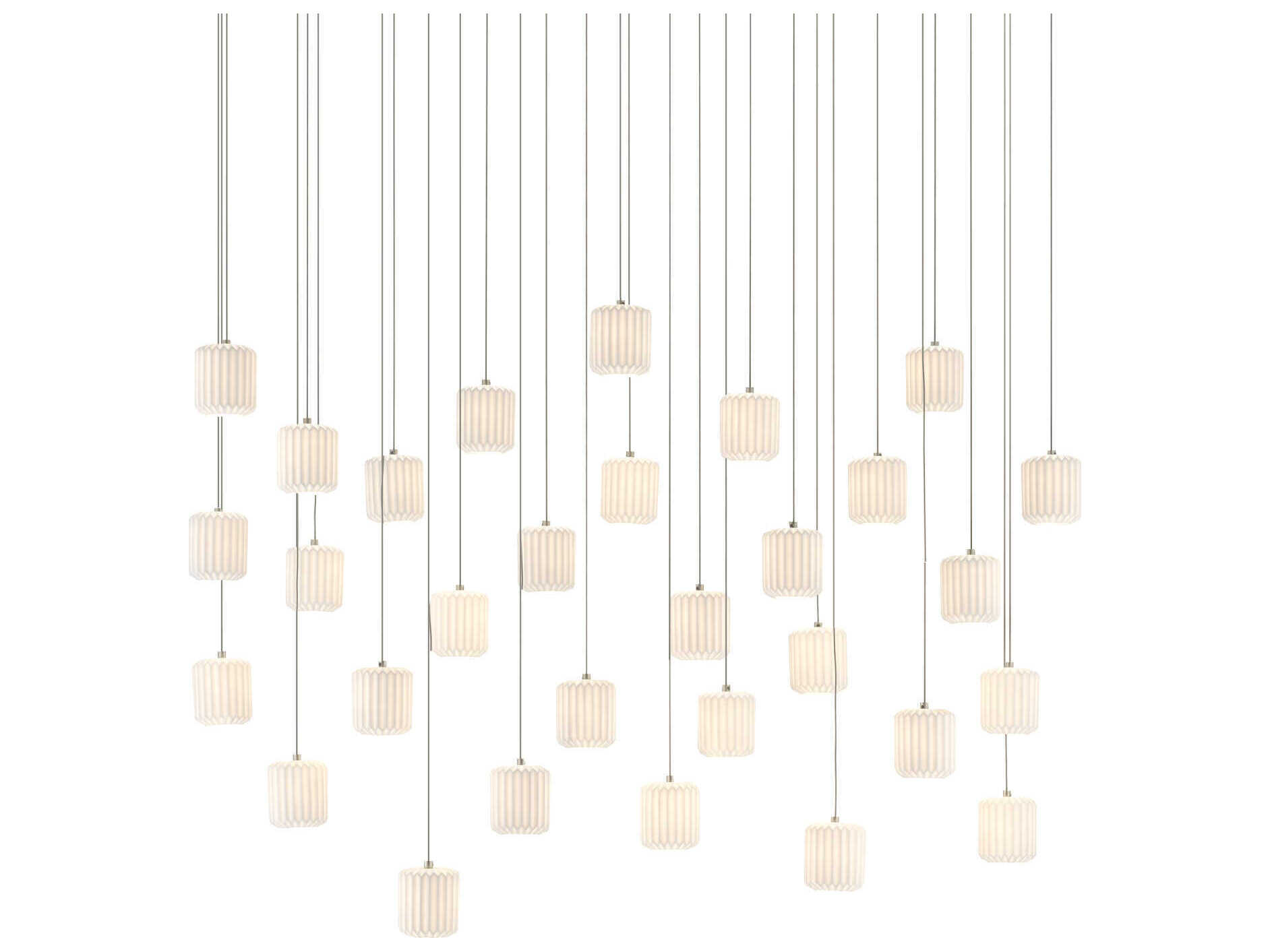 Currey & Company Dove 30-Light Painted Silver White Cylinder Island Pendant