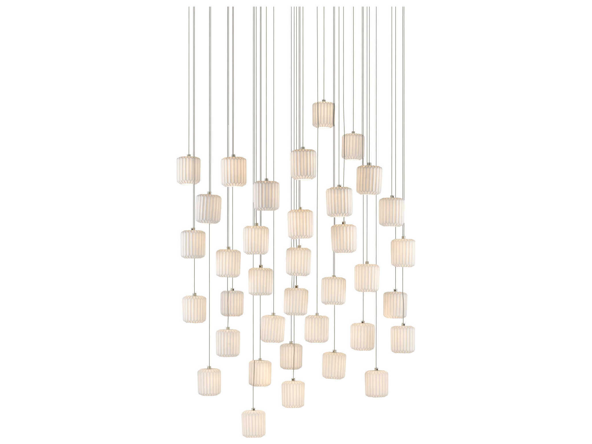 Currey & Company Dove 36-Light Painted Silver White Cylinder Pendant