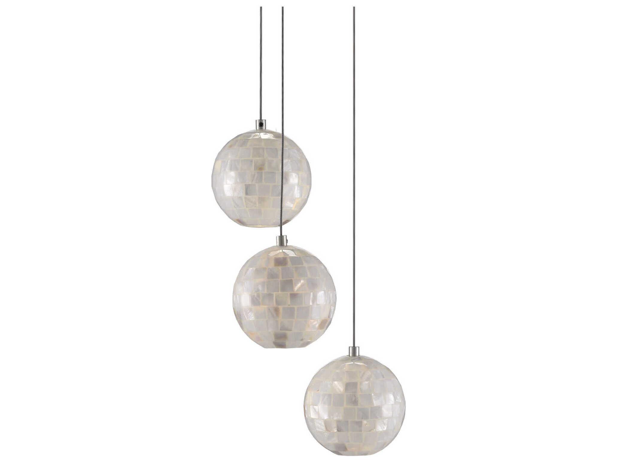 Currey & Company Finhorn 3-Light Painted Silver Pearl Globe Mini Pendant