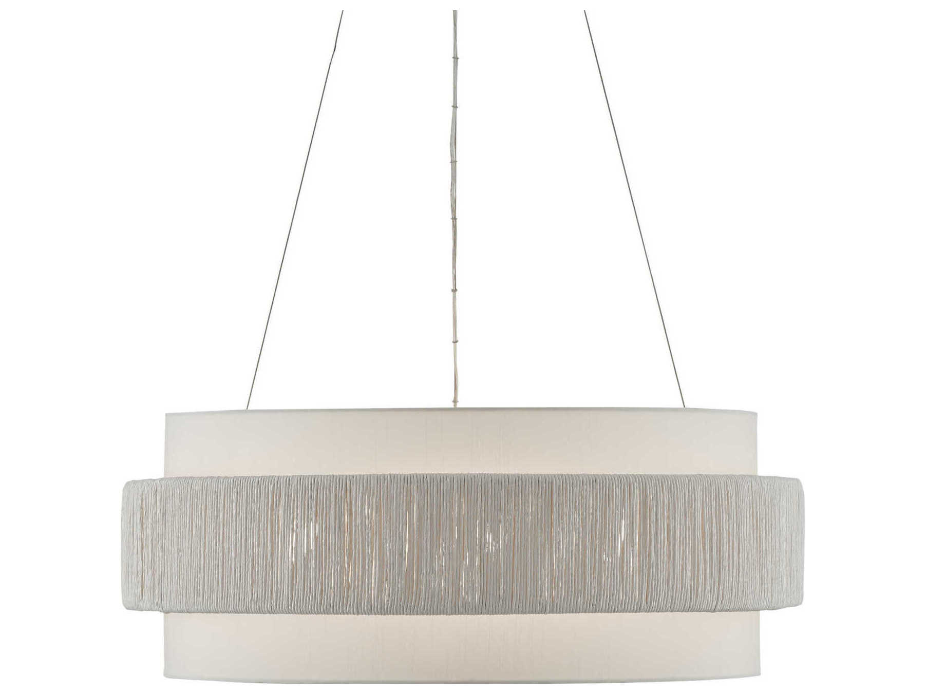 Currey & Company Rousham 6-Light Beige Sugar White Drum Pendant