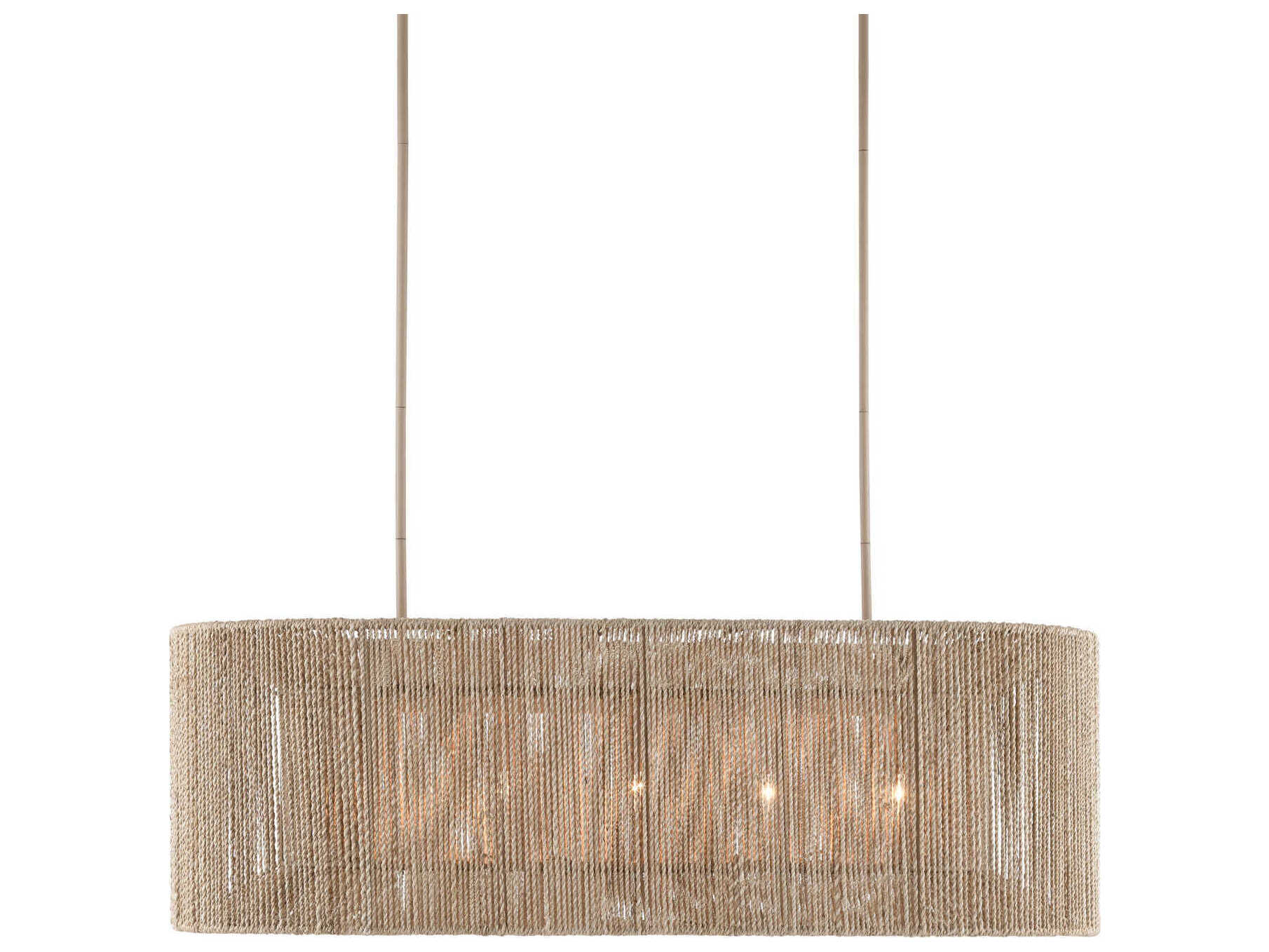 Currey & Company Mereworth 5-Light Natural Rope Beige Brown Linear Island Pendant
