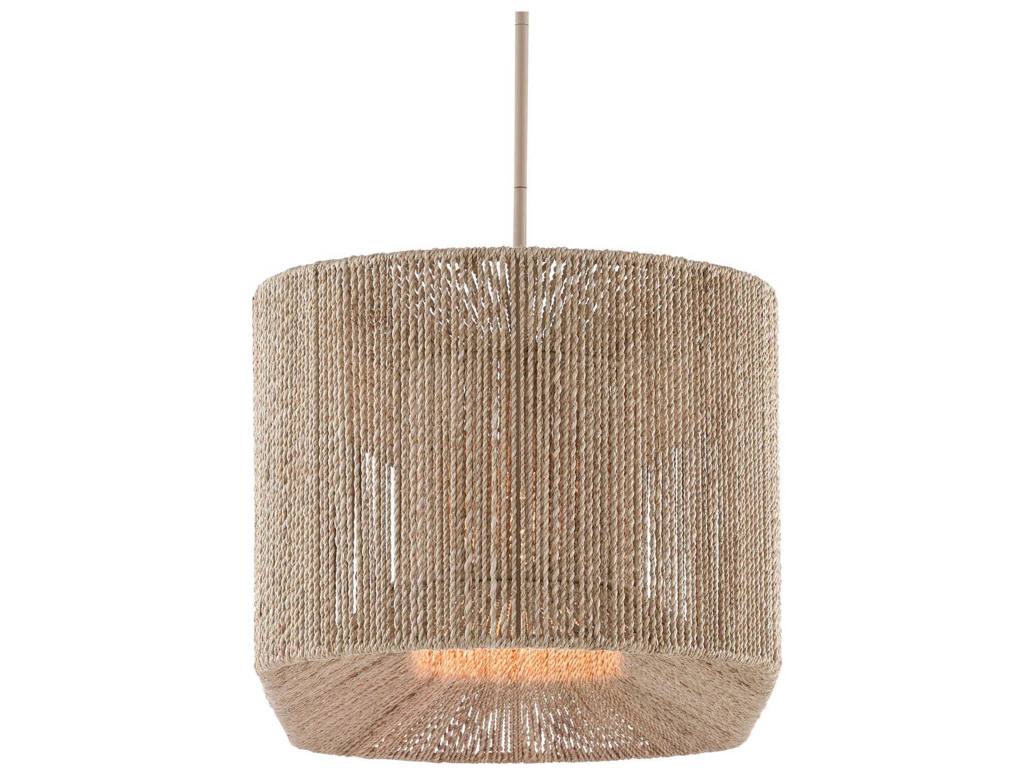 Currey & Company Mereworth 5-Light Natural Rope Beige Brown Linear Island Pendant