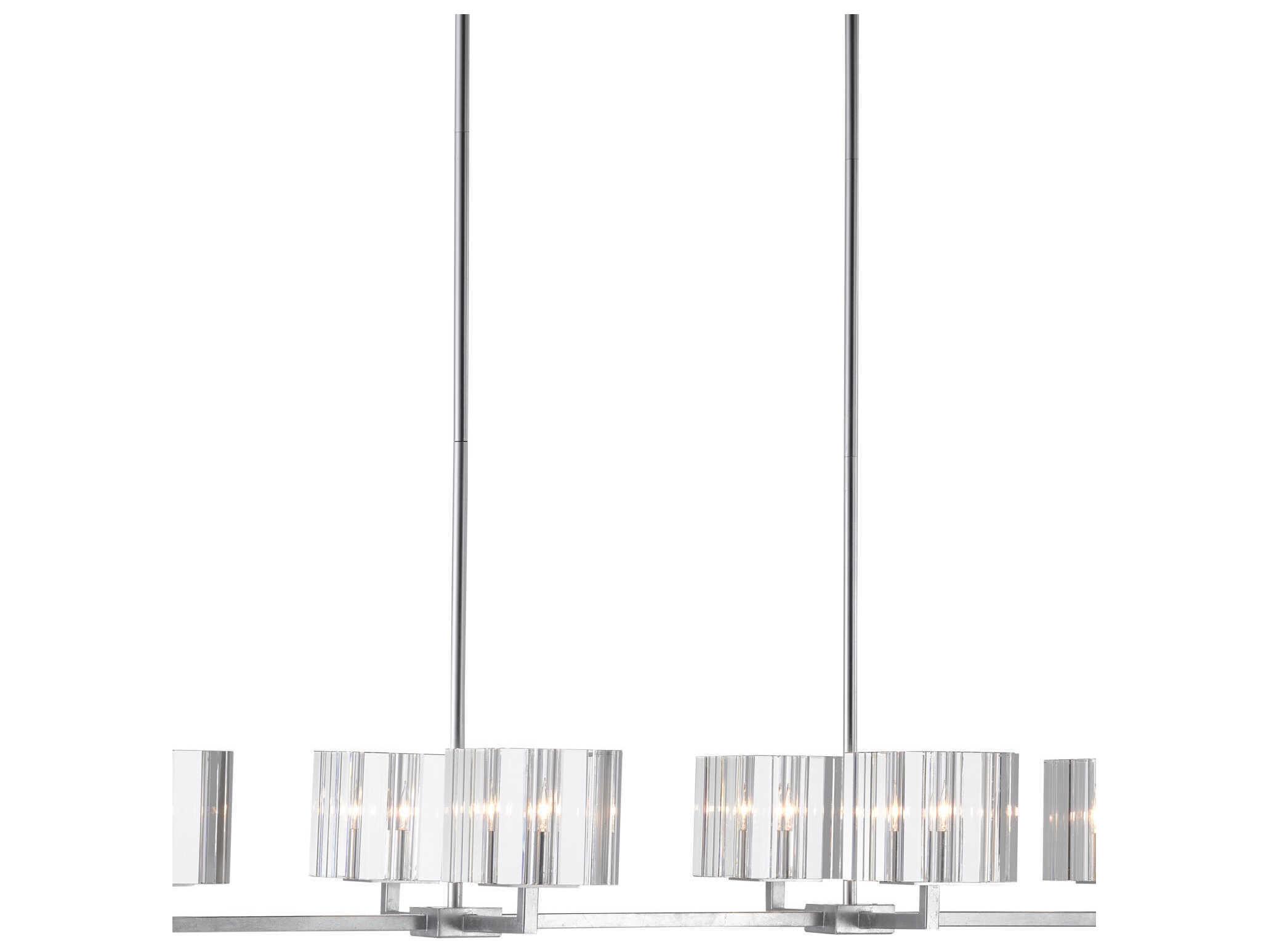 Currey & Company Valerio 6-Light Silver Leaf Crystal Island Pendant