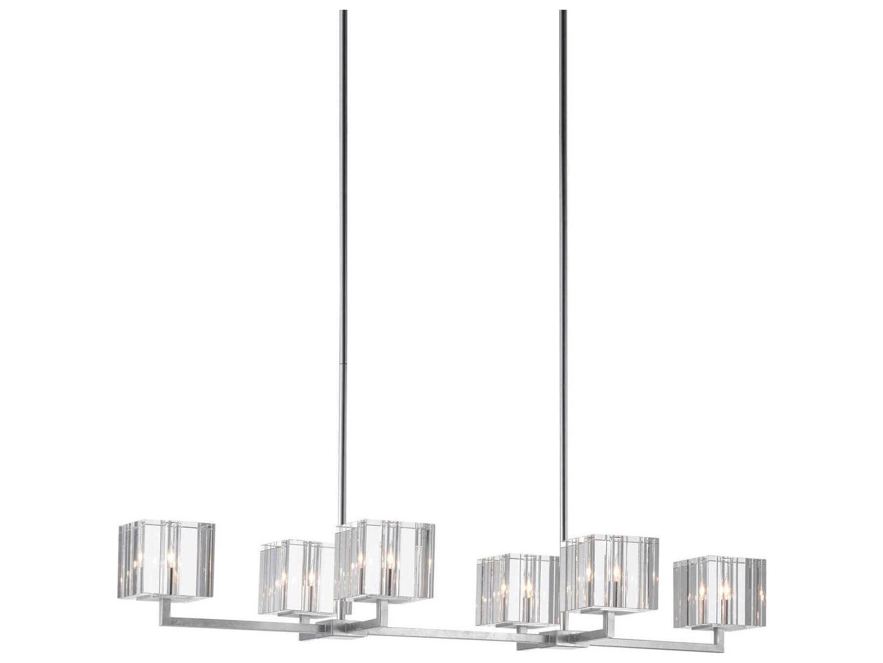 Currey & Company Valerio 6-Light Silver Leaf Crystal Island Pendant