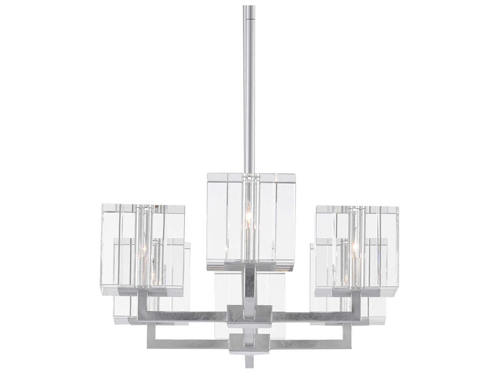 Currey & Company Valerio 6-Light Silver Leaf Crystal Island Pendant