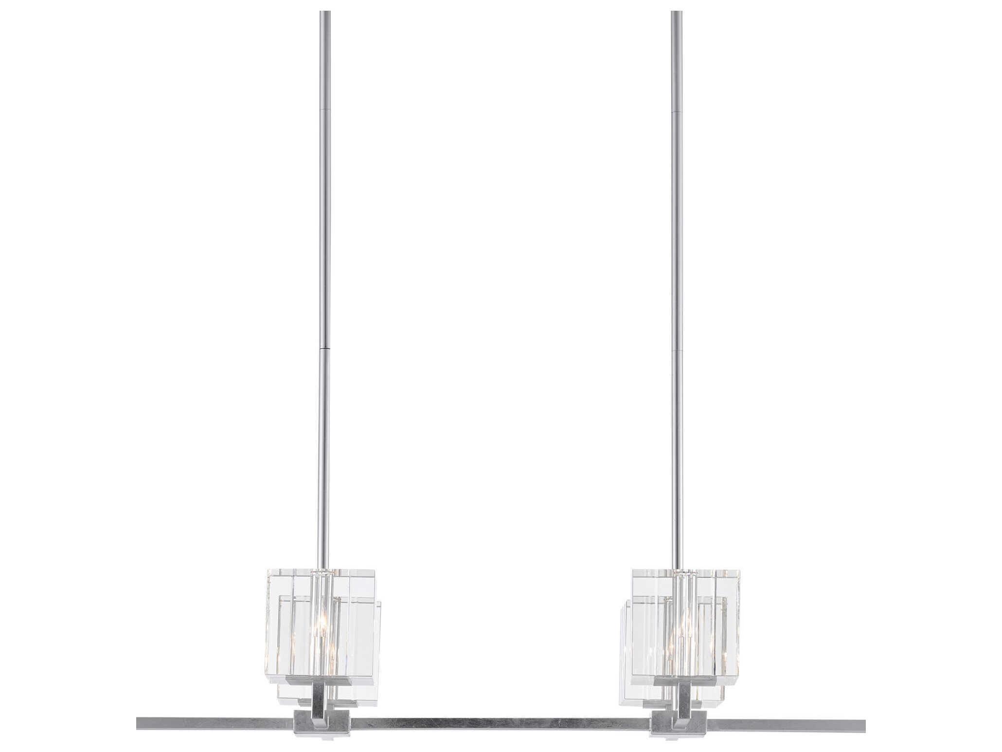 Currey & Company Valerio 6-Light Silver Leaf Crystal Island Pendant