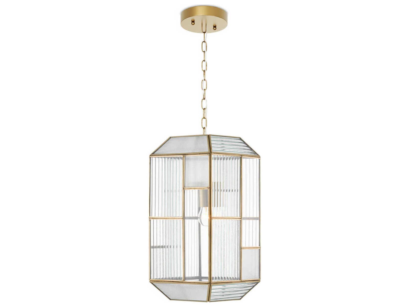 Currey & Company Bardoplh 1-Light Brass Antique Clear Glass Geometric Mini Pendant