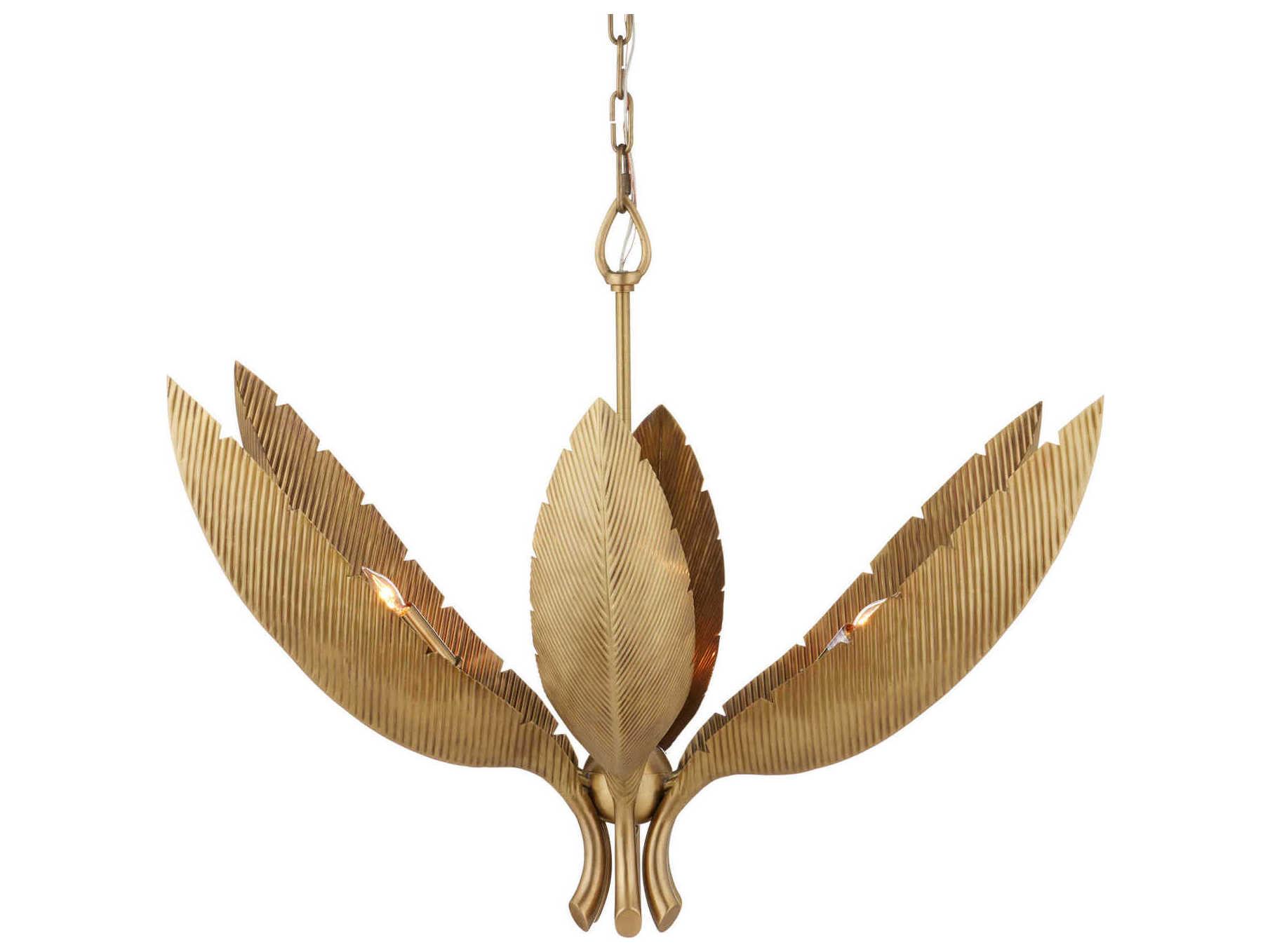 Currey & Company Bird of Paradise 6-Light Antique Brass Pendant