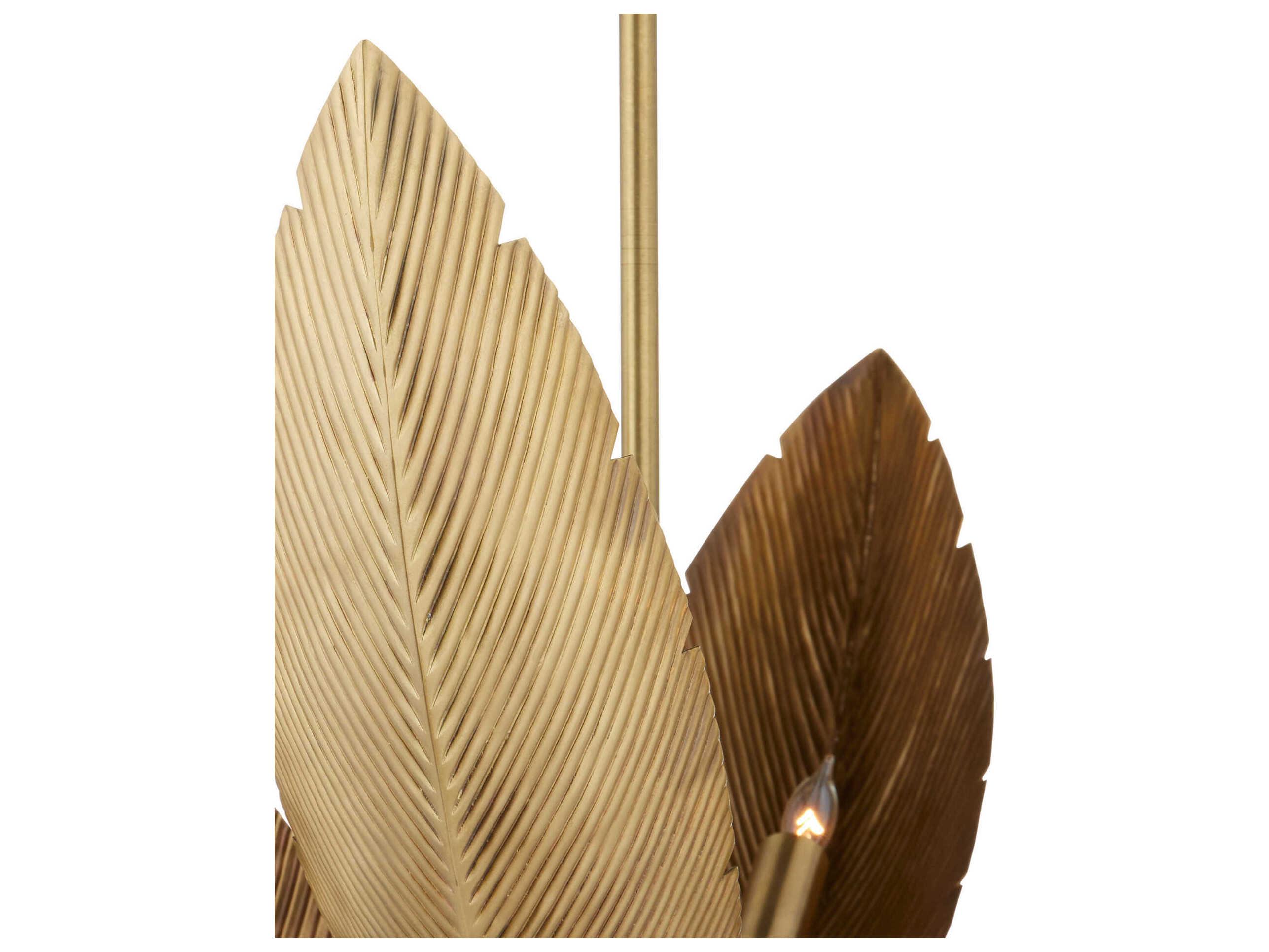 Currey & Company Bird of Paradise 6-Light Antique Brass Pendant