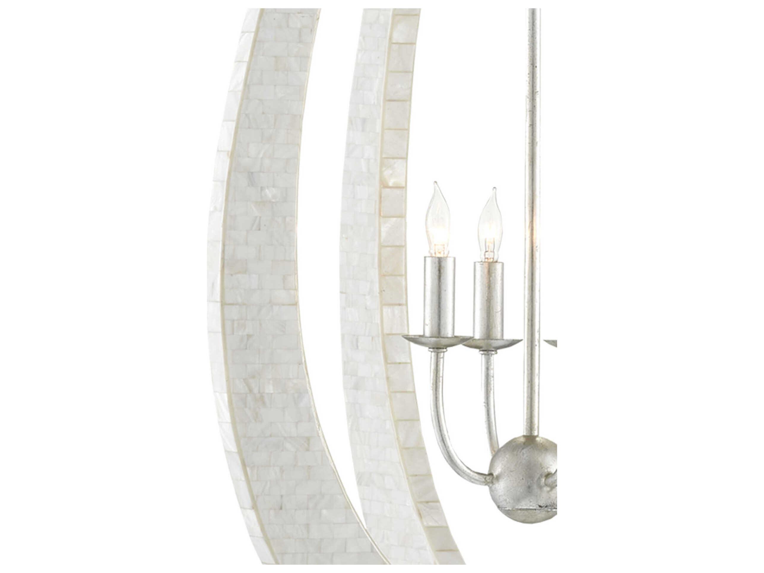 Currey & Company Arietta 4-Light White Pearl Silver Leaf Chandelier