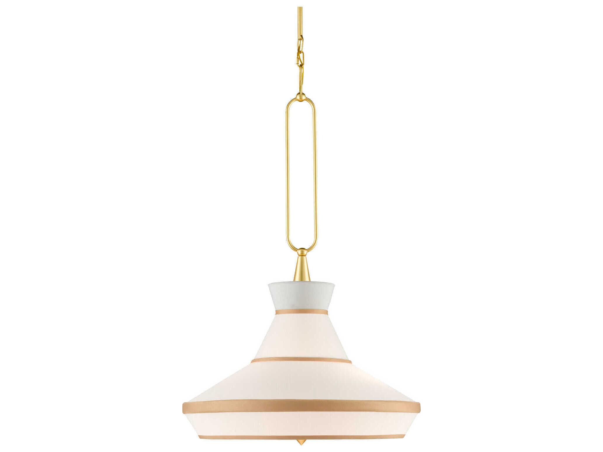 Currey & Company Perth 2-Light Gold Leaf White Pendant