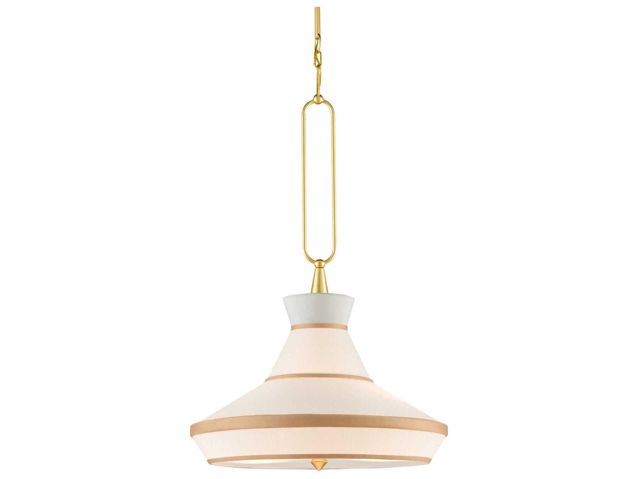 Currey & Company Perth 2-Light Gold Leaf White Pendant