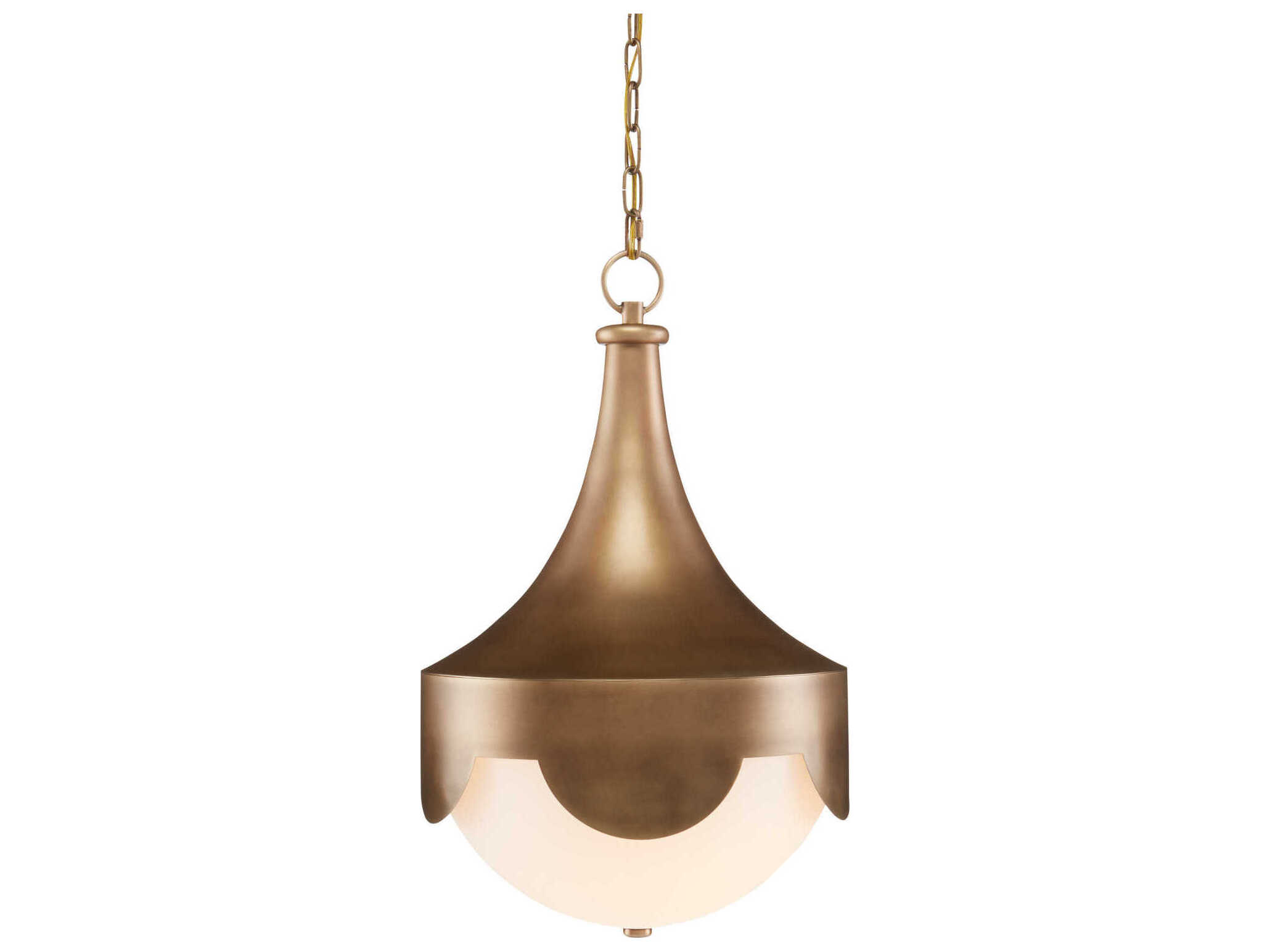 Currey & Company Pasha 1-Light Antique Brass Glass LED Bowl Pendant